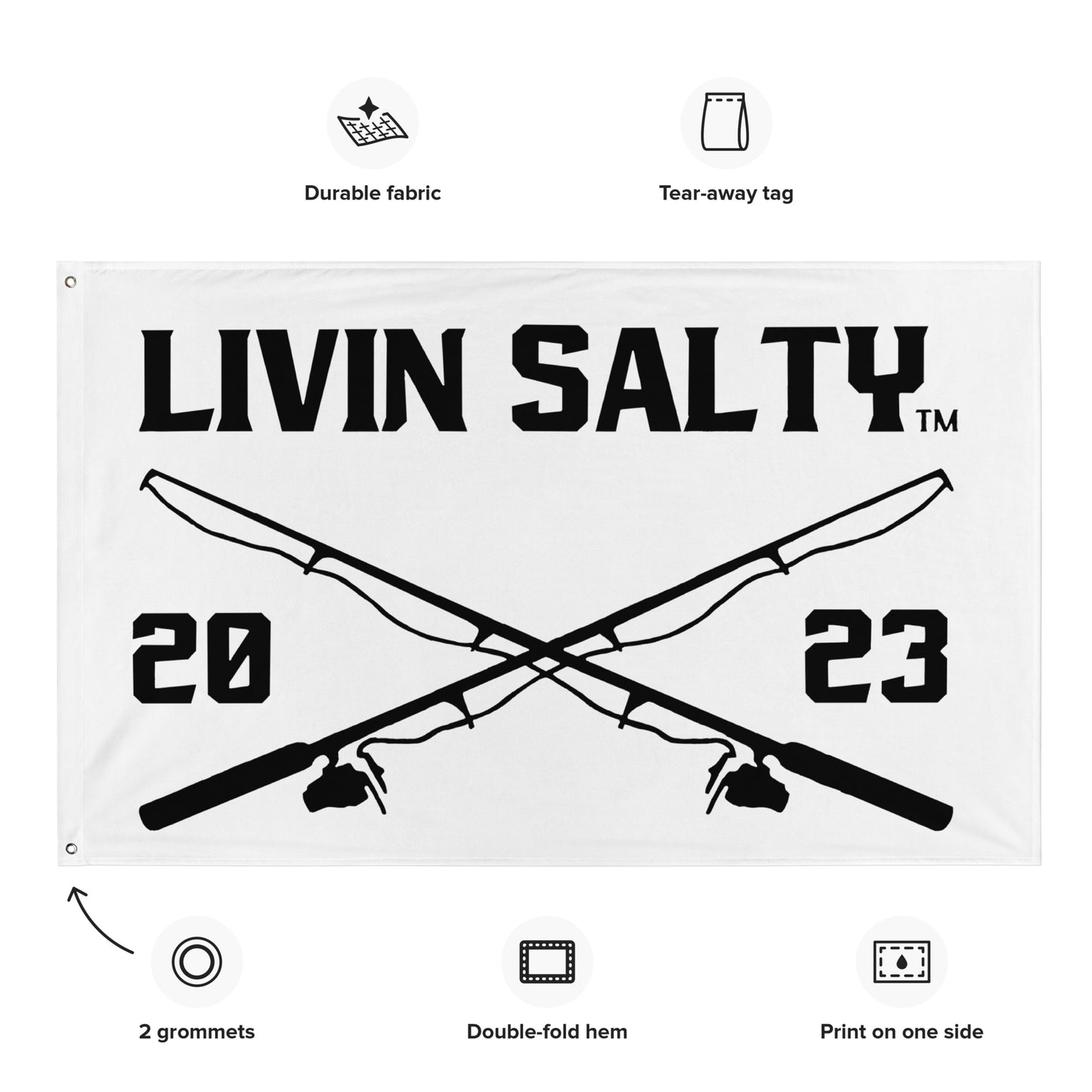 LIVIN SALTY with poles Flag