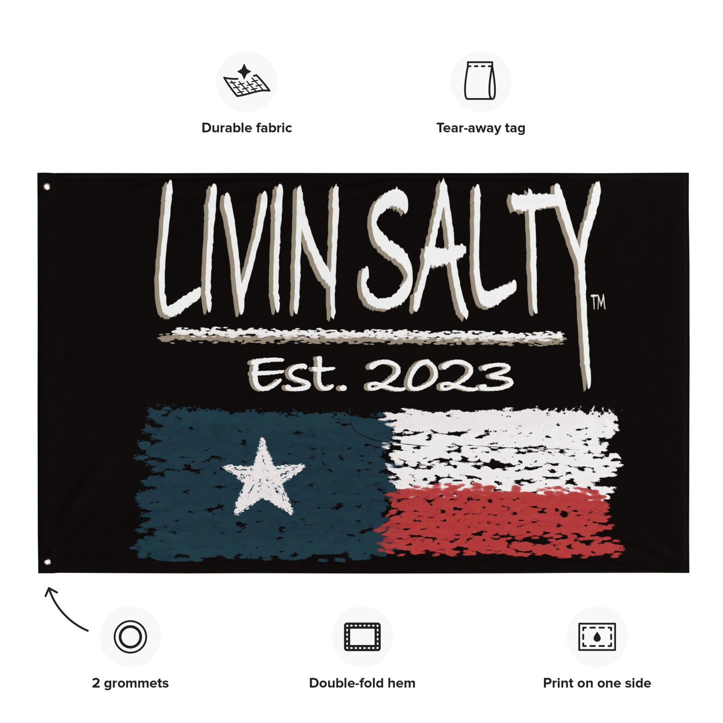 Black LIVIN SALTY Flag