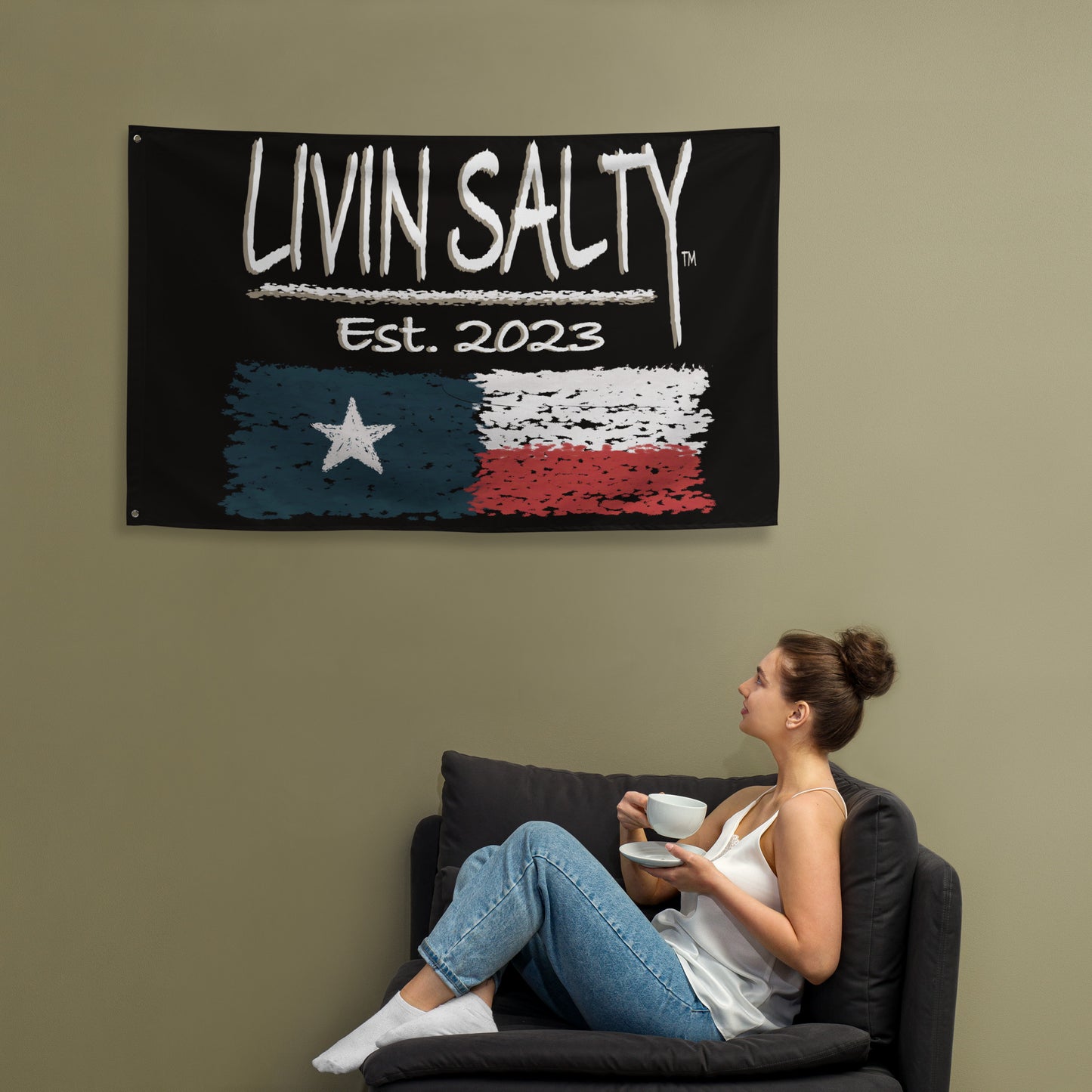 Black LIVIN SALTY Flag