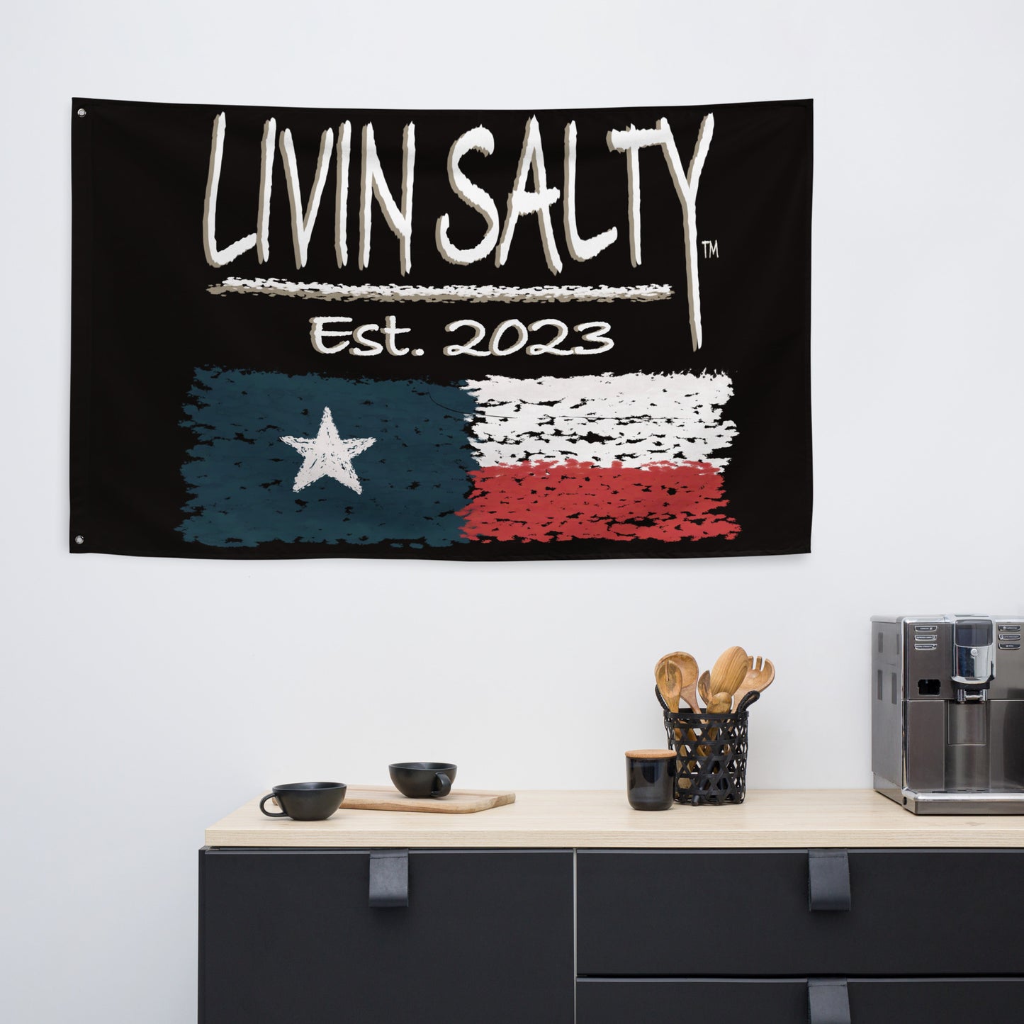 Black LIVIN SALTY Flag