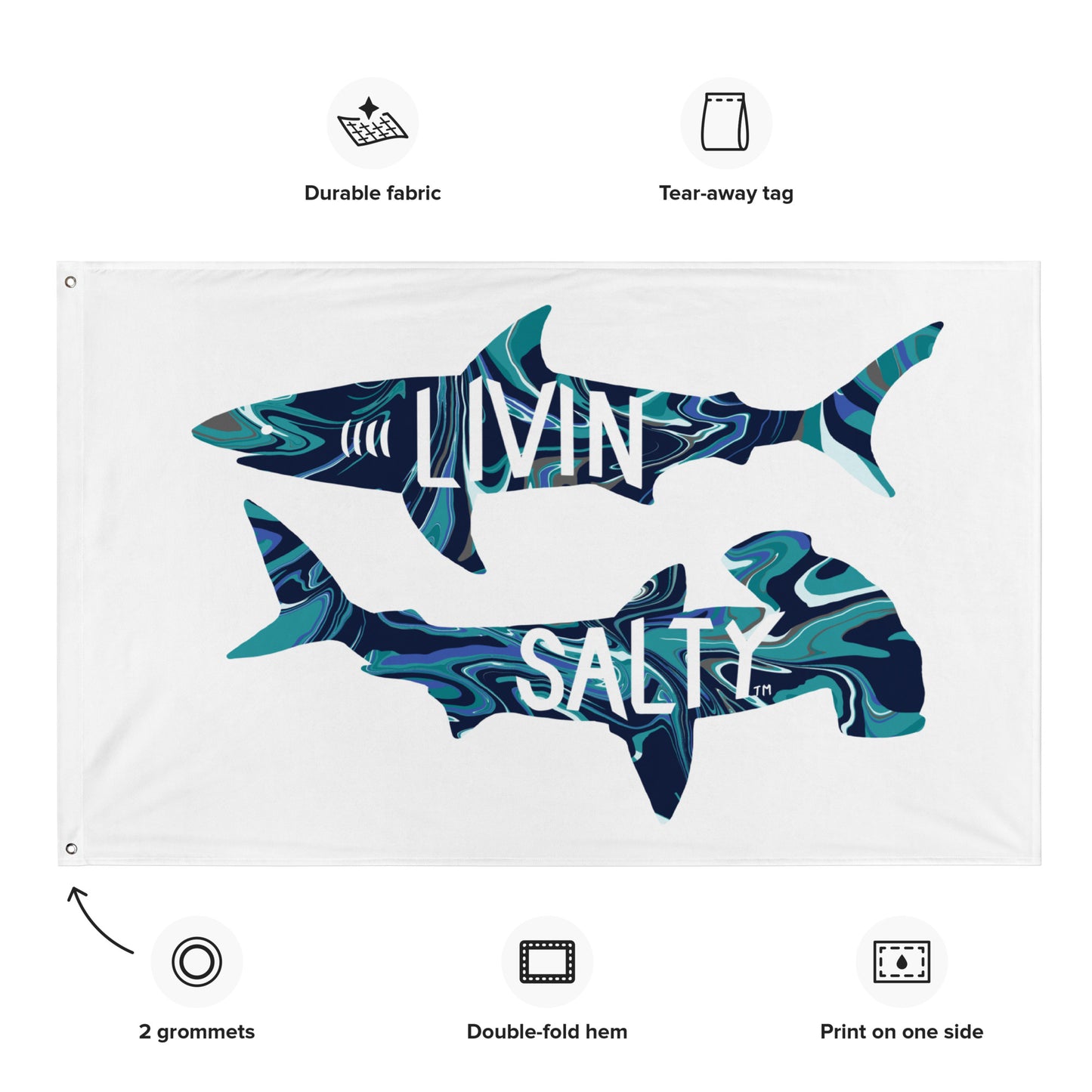 LIVIN SALTY Shark Flag
