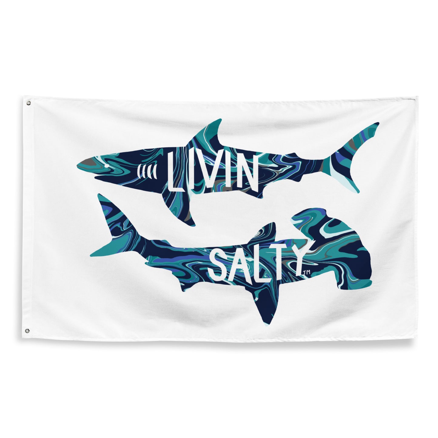 LIVIN SALTY Shark Flag