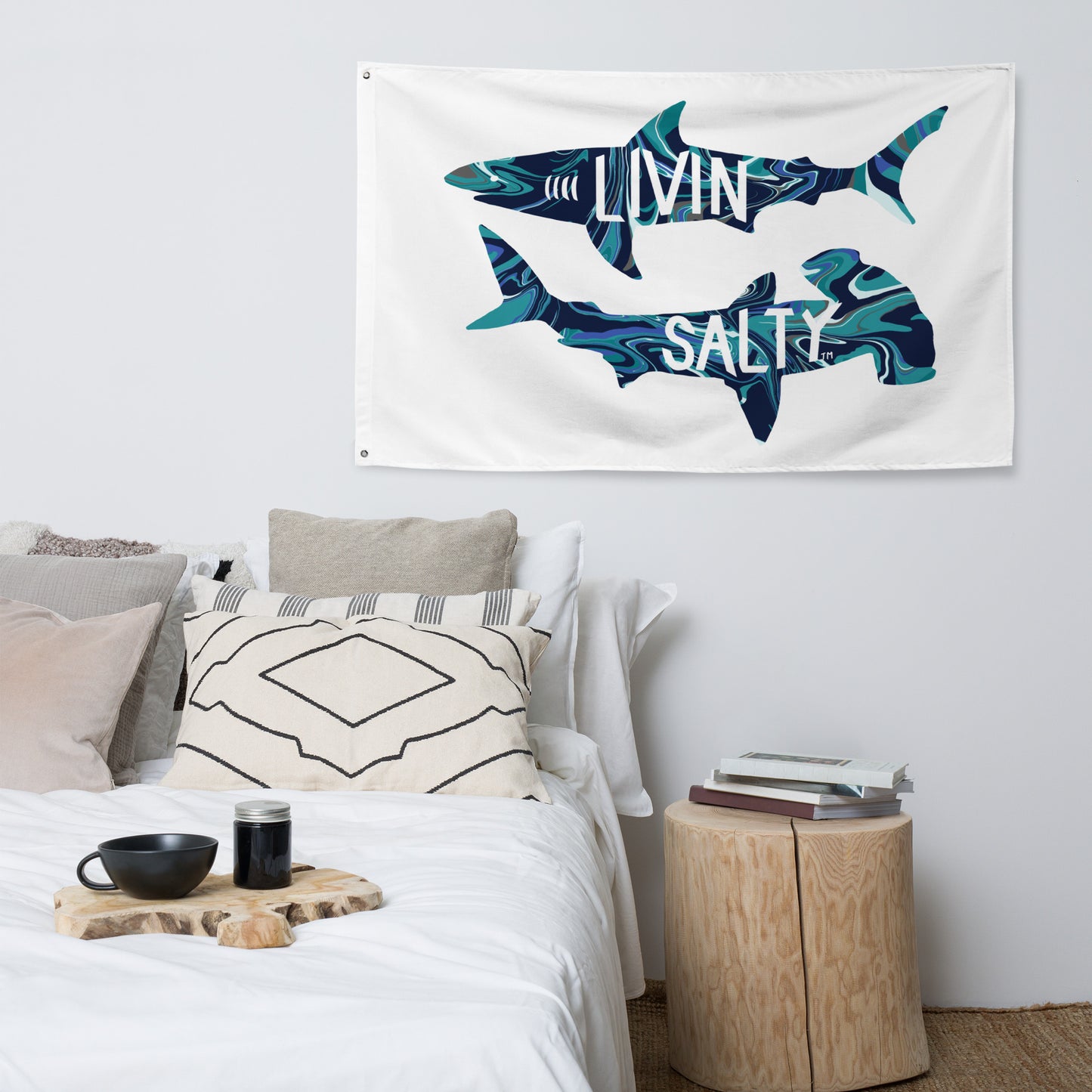 LIVIN SALTY Shark Flag