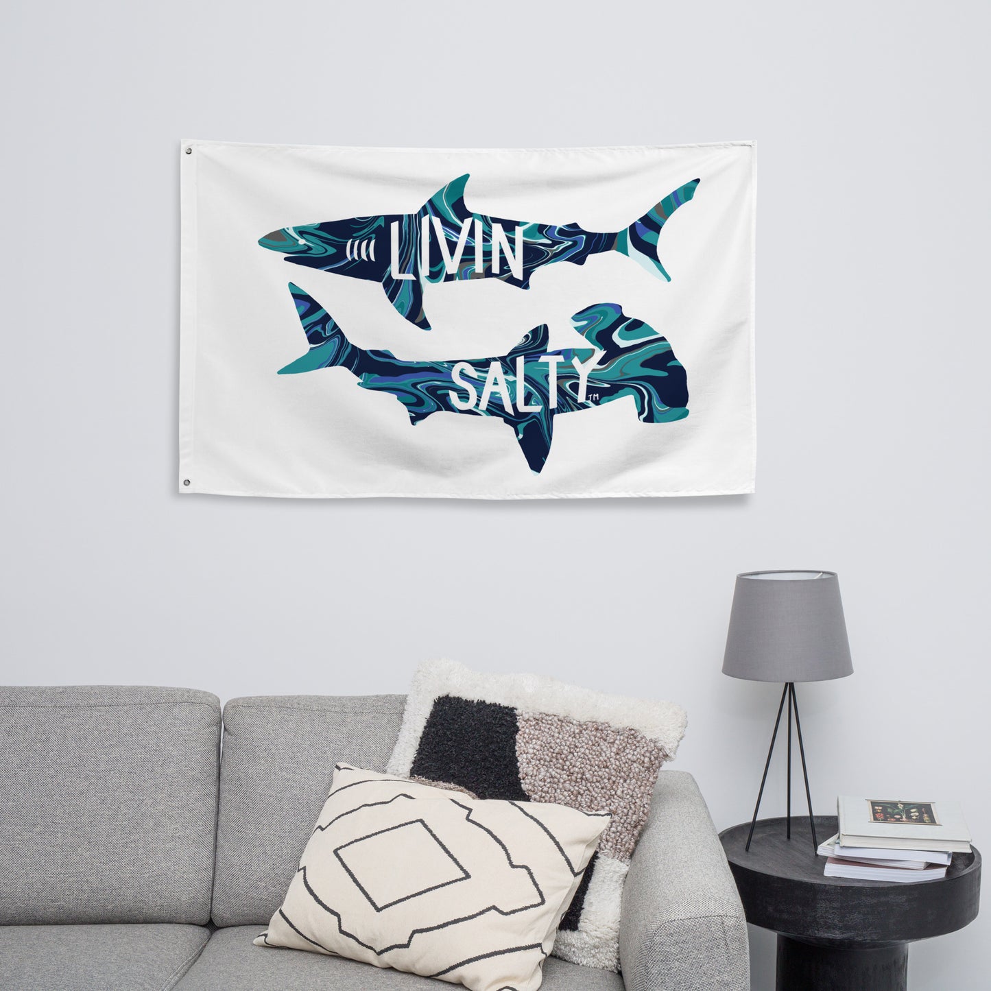 LIVIN SALTY Shark Flag
