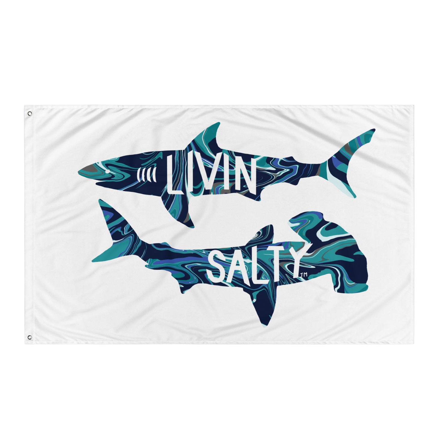 LIVIN SALTY Shark Flag
