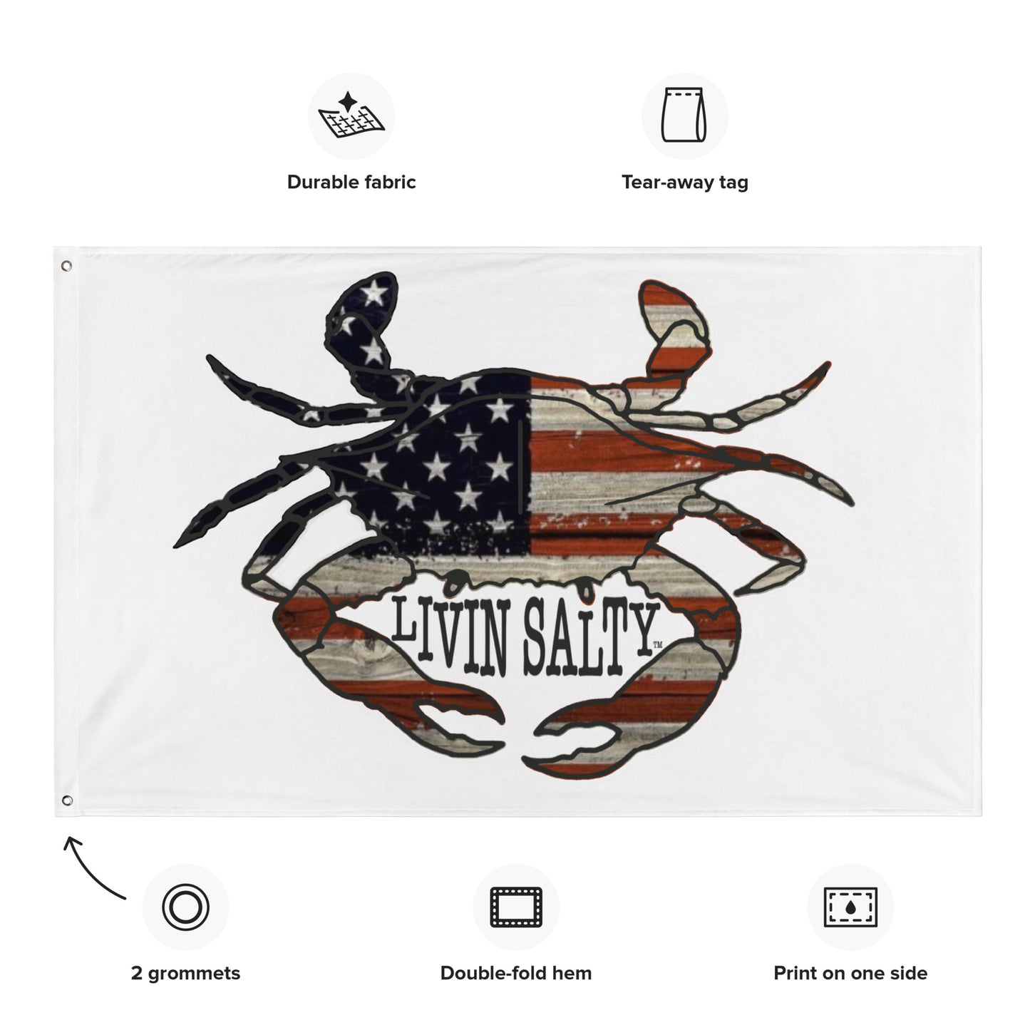 Crab LIVIN SALTY Flag