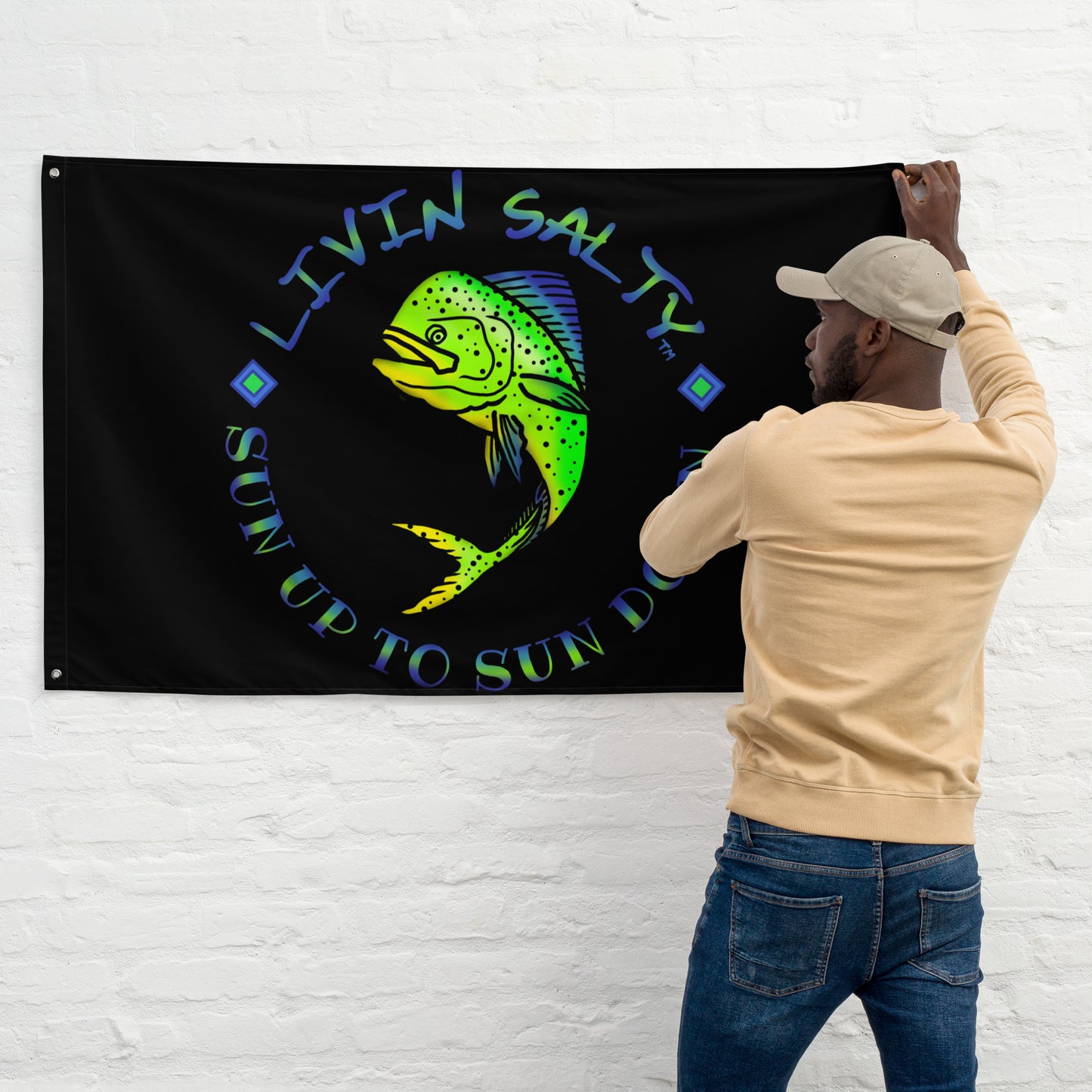 Black LIVIN SALTY Mahi Flag