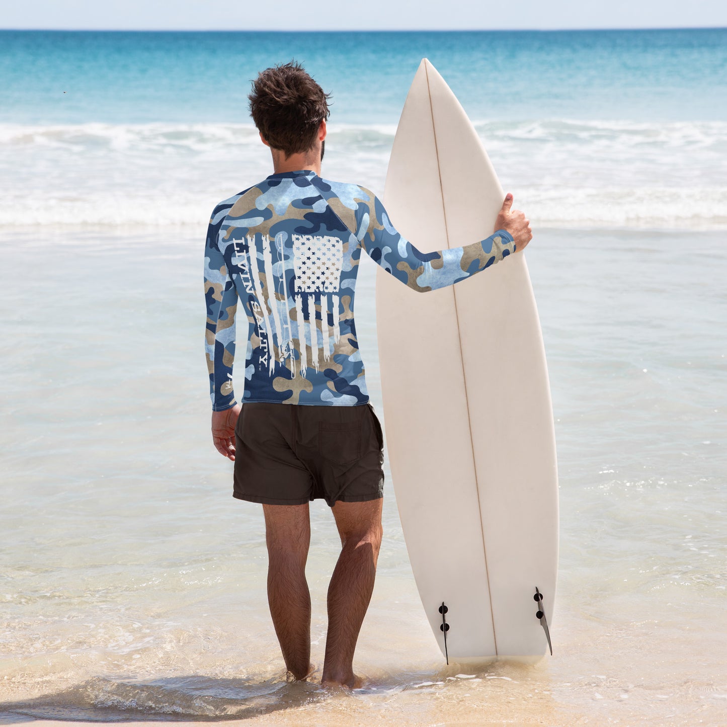 Rash Guard UPF 50+ LIVIN SALTY with flag