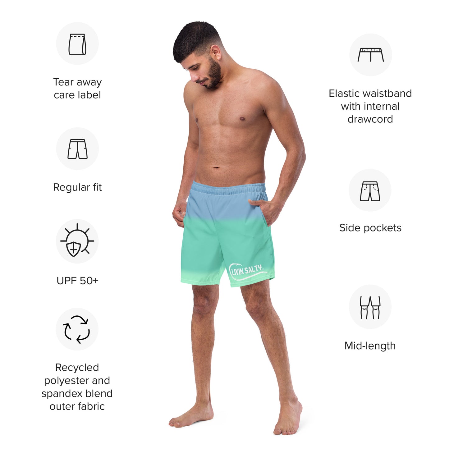 Men's LIVIN SALTY Blue swim trunks