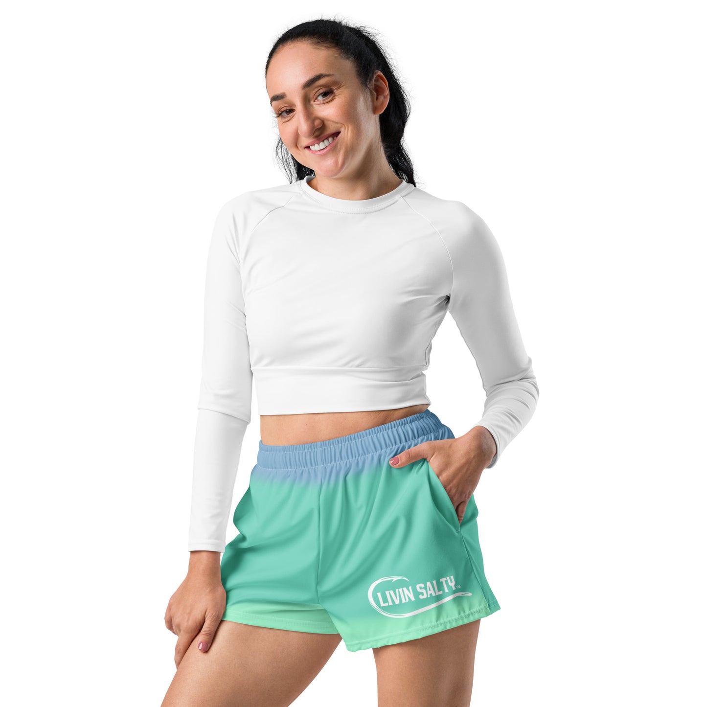 Women’s Blue LIVIN SALTY Athletic Shorts