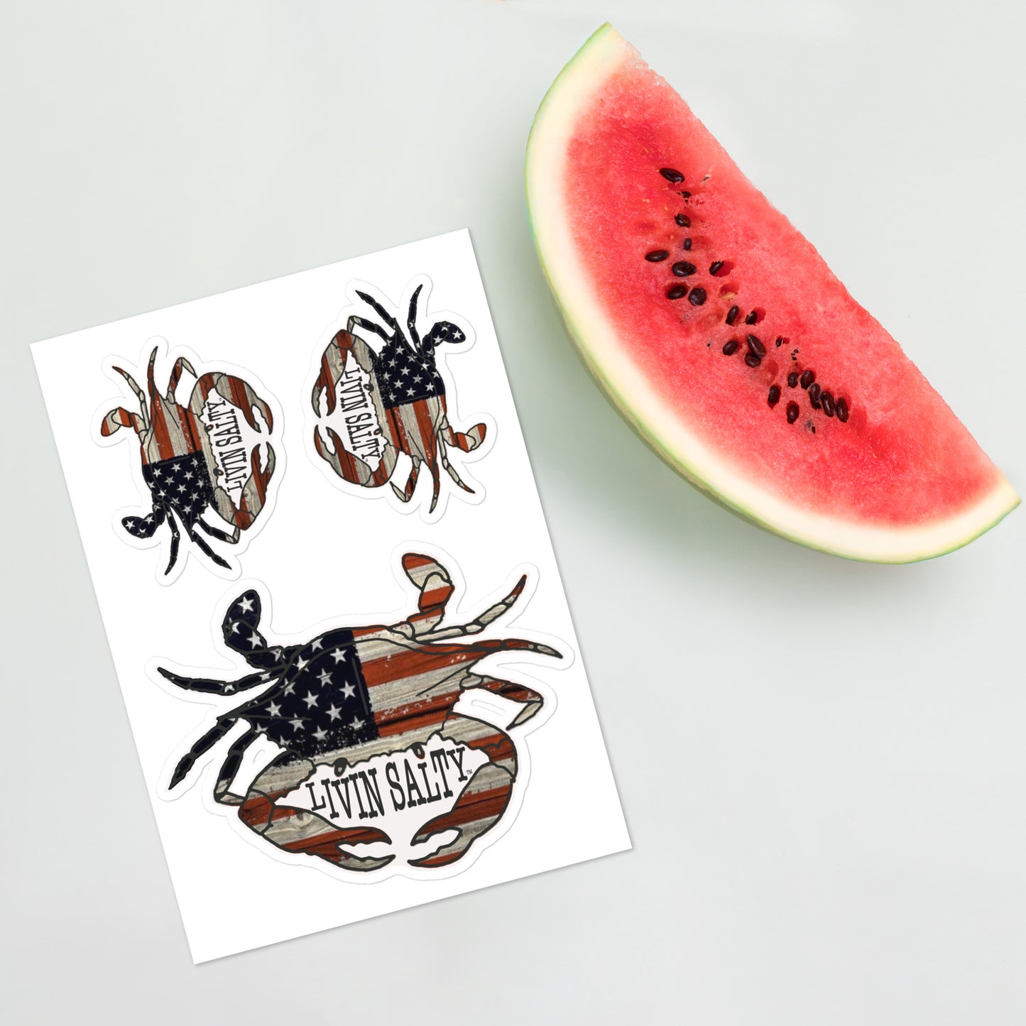 Crab LIVIN SALTY Sticker sheet