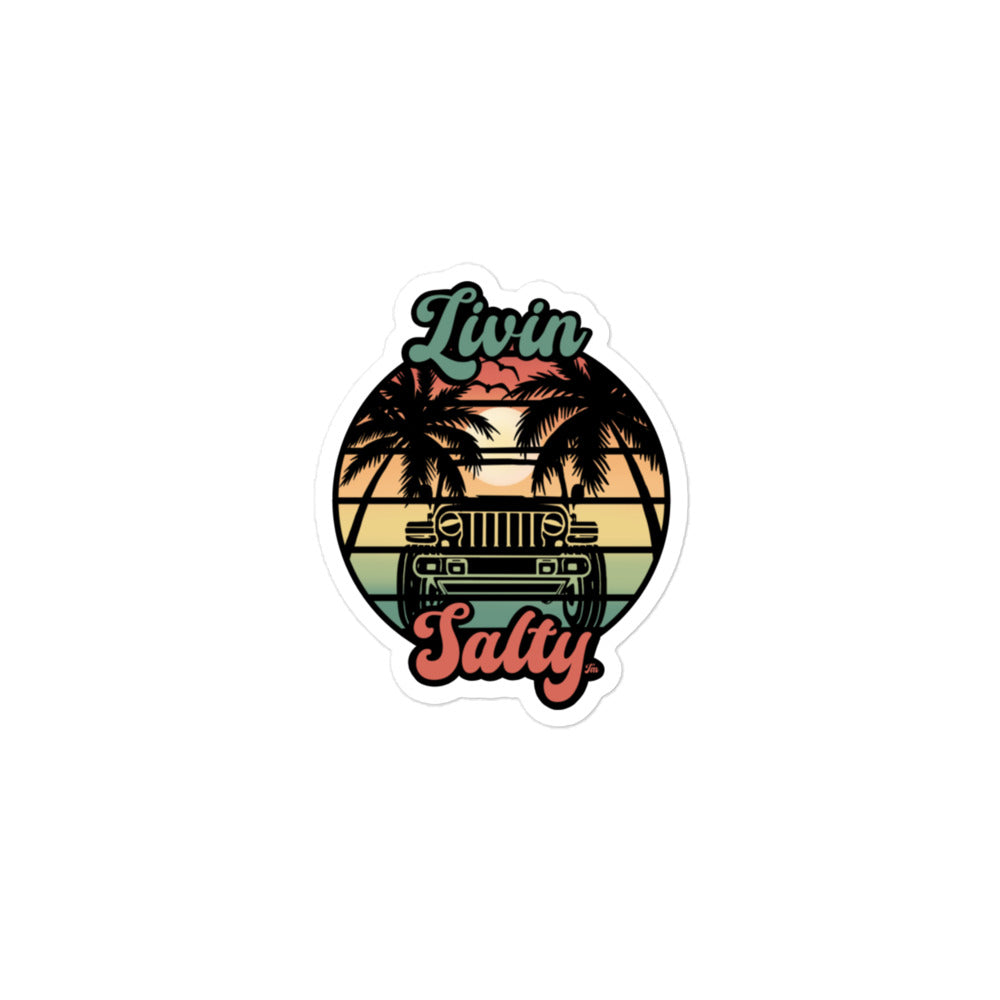 Bubble-free Livin Salty Jeep/Beach sticker