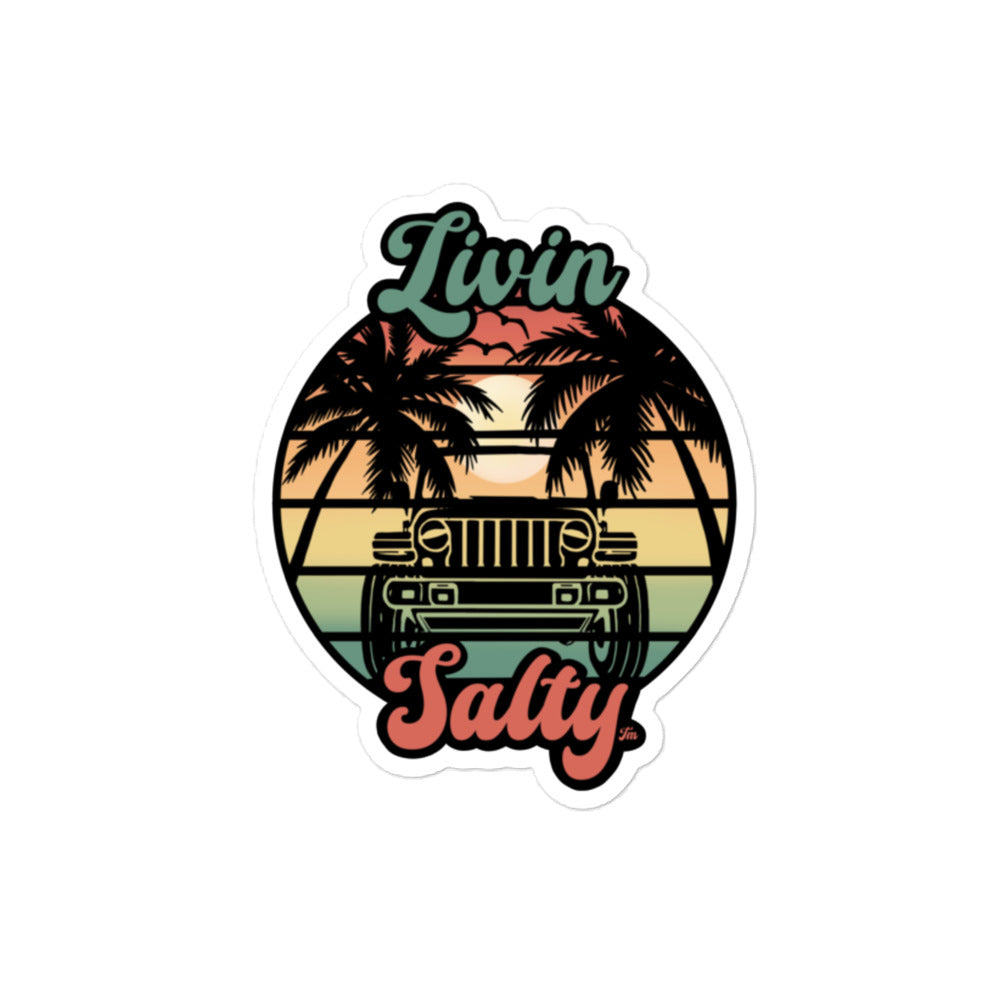 Bubble-free Livin Salty Jeep/Beach sticker