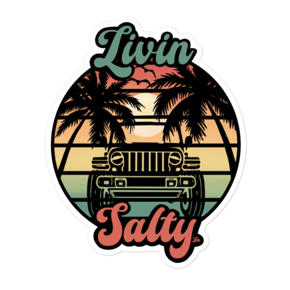 Bubble-free Livin Salty Jeep/Beach sticker