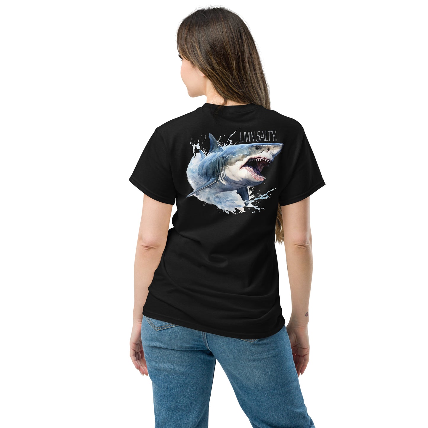 LIVIN SALTY Shark Cotton tee
