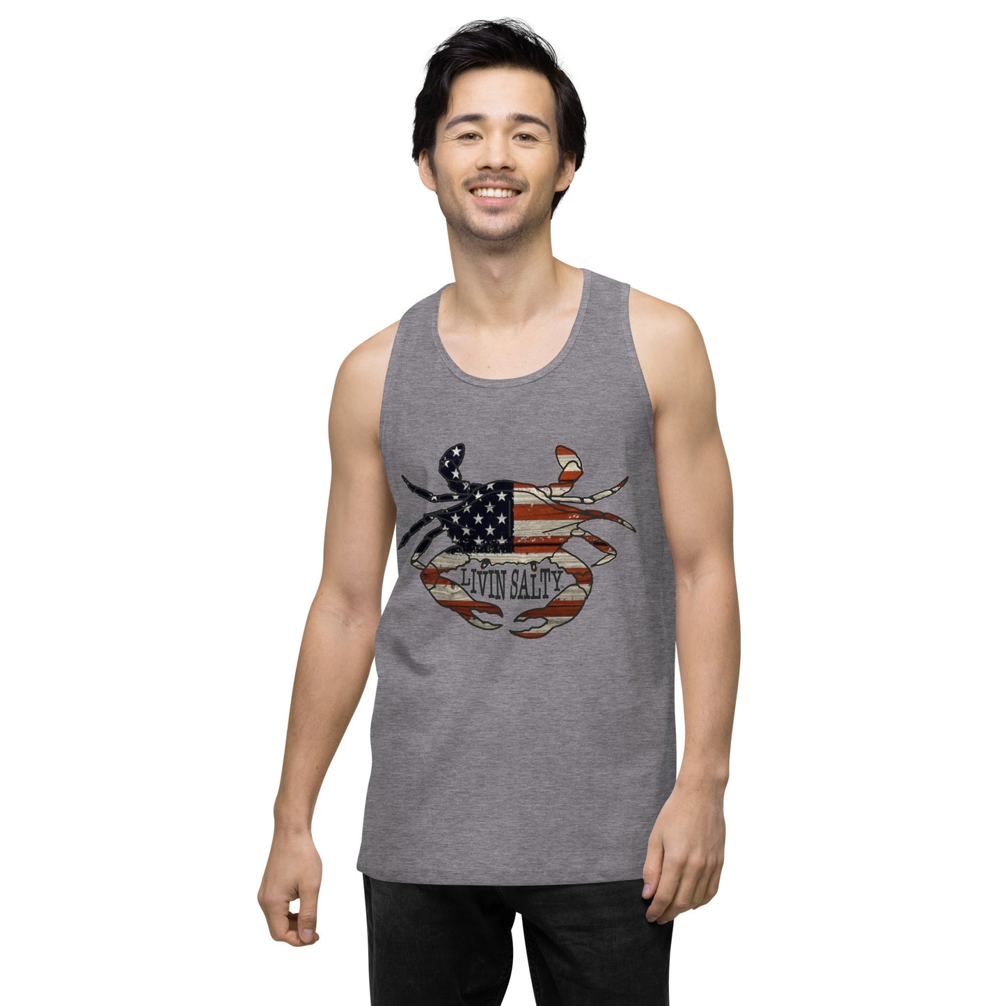 Men’s LIVIN SALTY with crab tank top