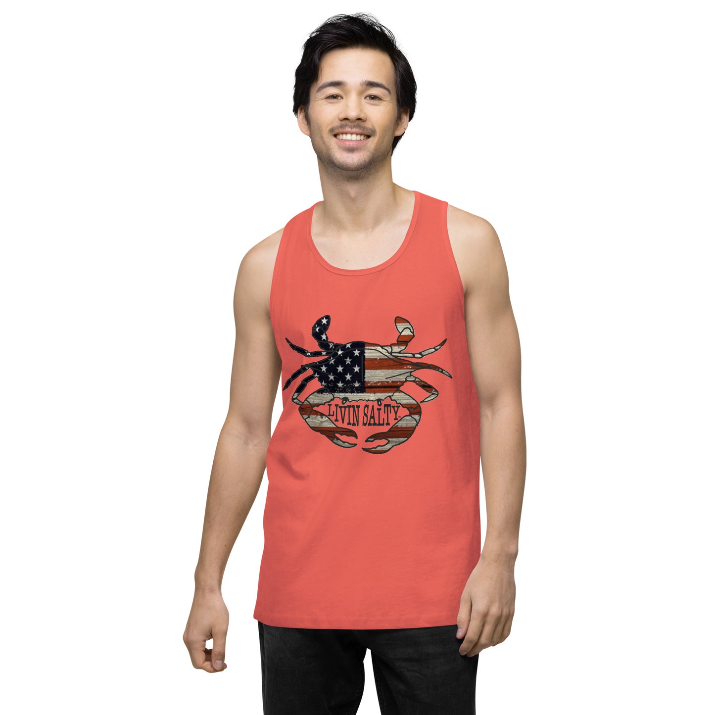 Men’s LIVIN SALTY with crab tank top