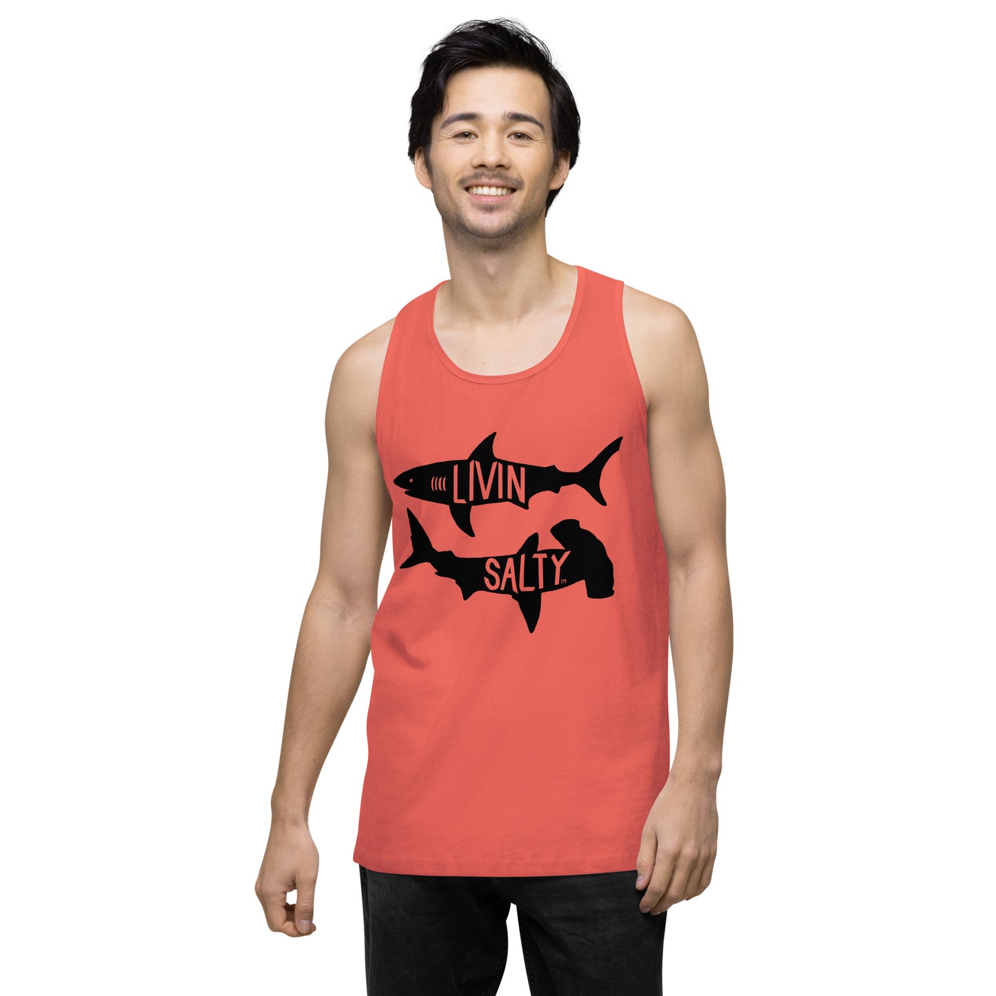 Men’s LIVIN SALTY black shark tank top