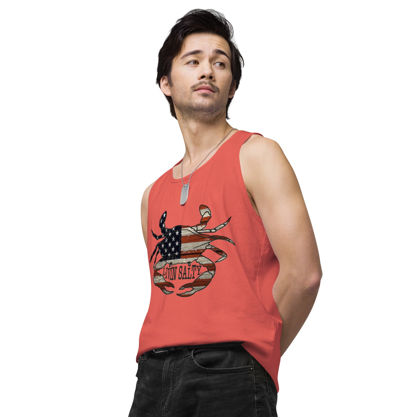Men’s LIVIN SALTY with crab tank top