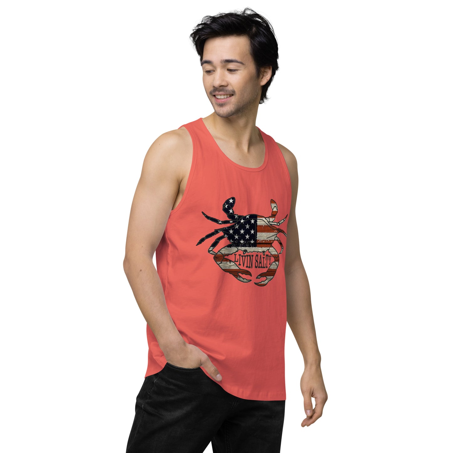 Men’s LIVIN SALTY with crab tank top