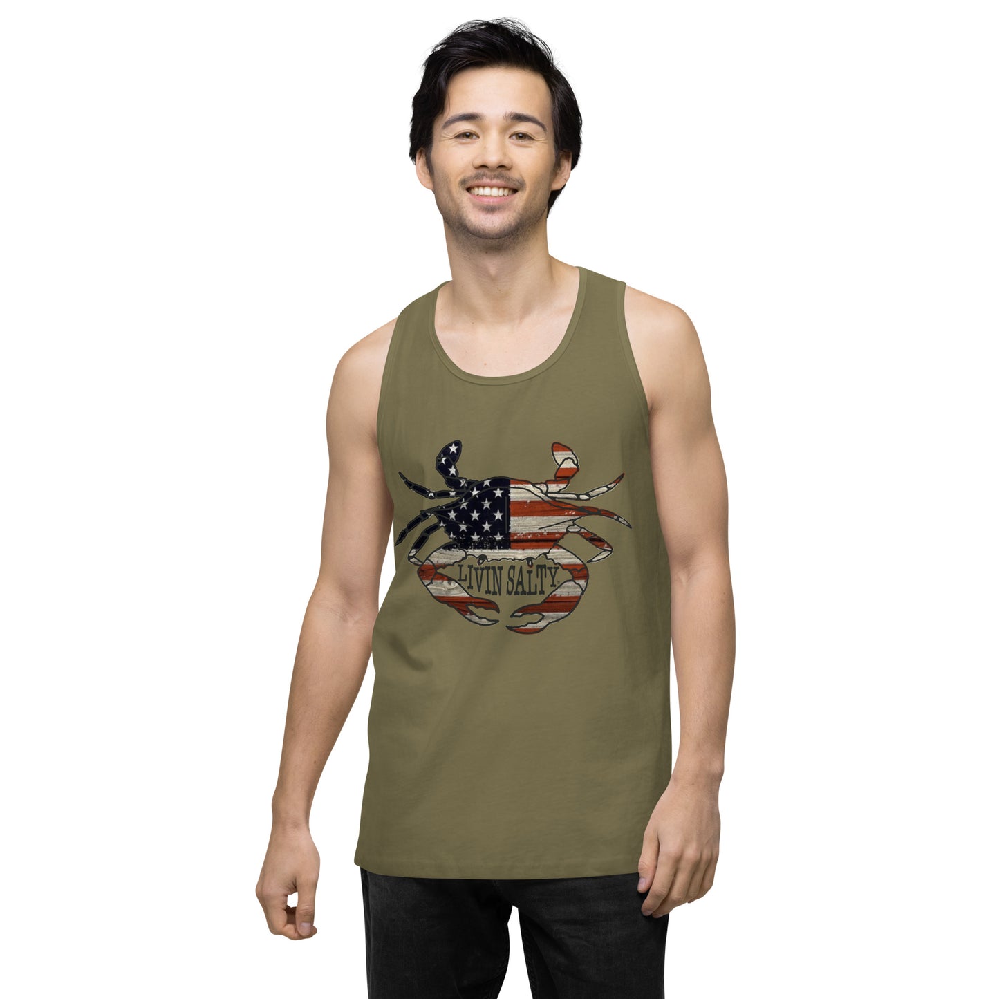 Men’s LIVIN SALTY with crab tank top