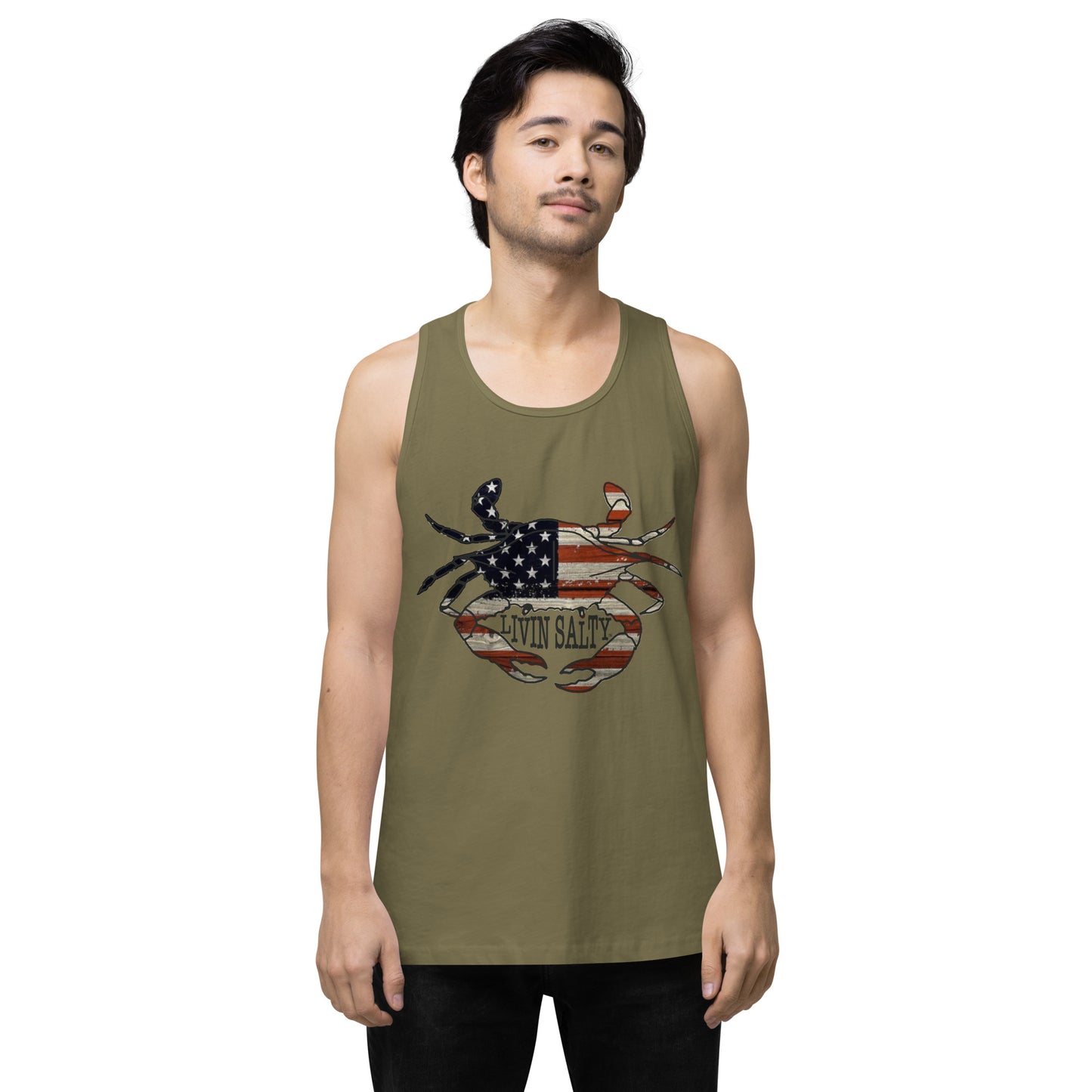 Men’s LIVIN SALTY with crab tank top