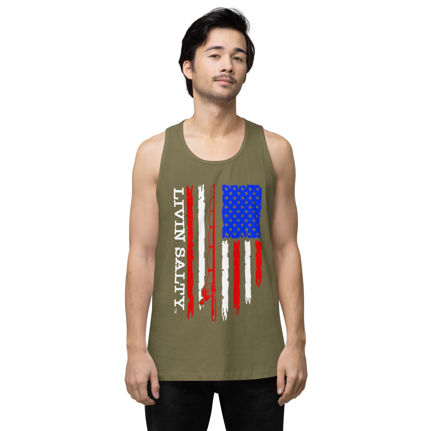 Men’s LIVIN SALTY RWB flag tank top