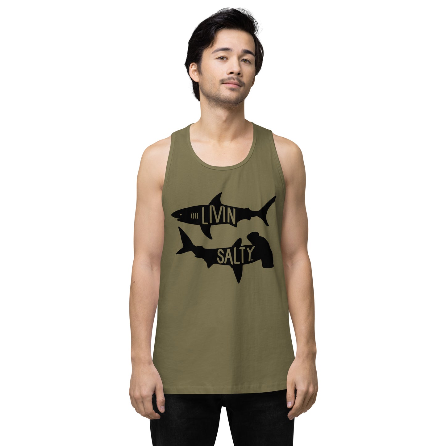 Men’s LIVIN SALTY black shark tank top