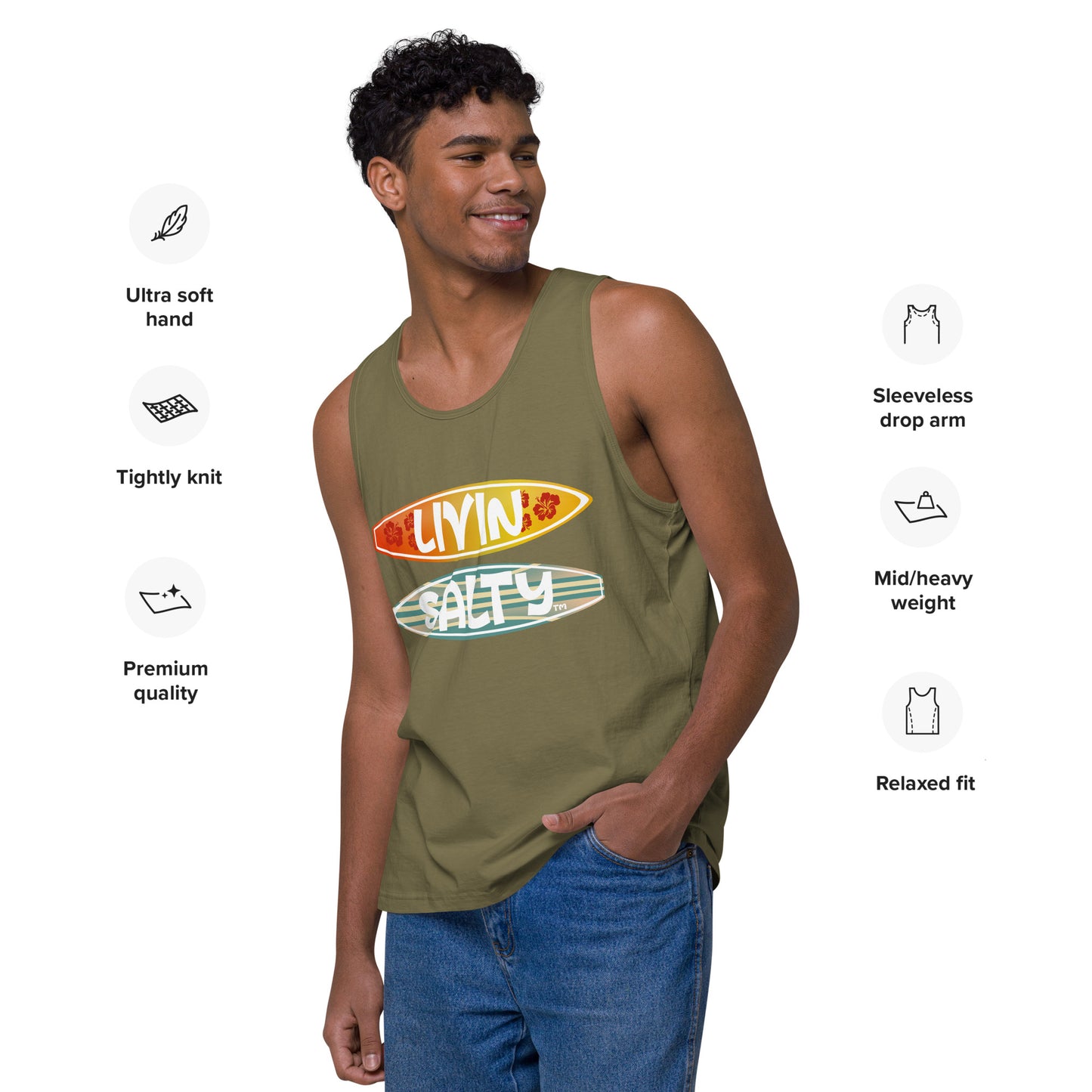 Men’s Surf Board LIVIN SALTY tank top