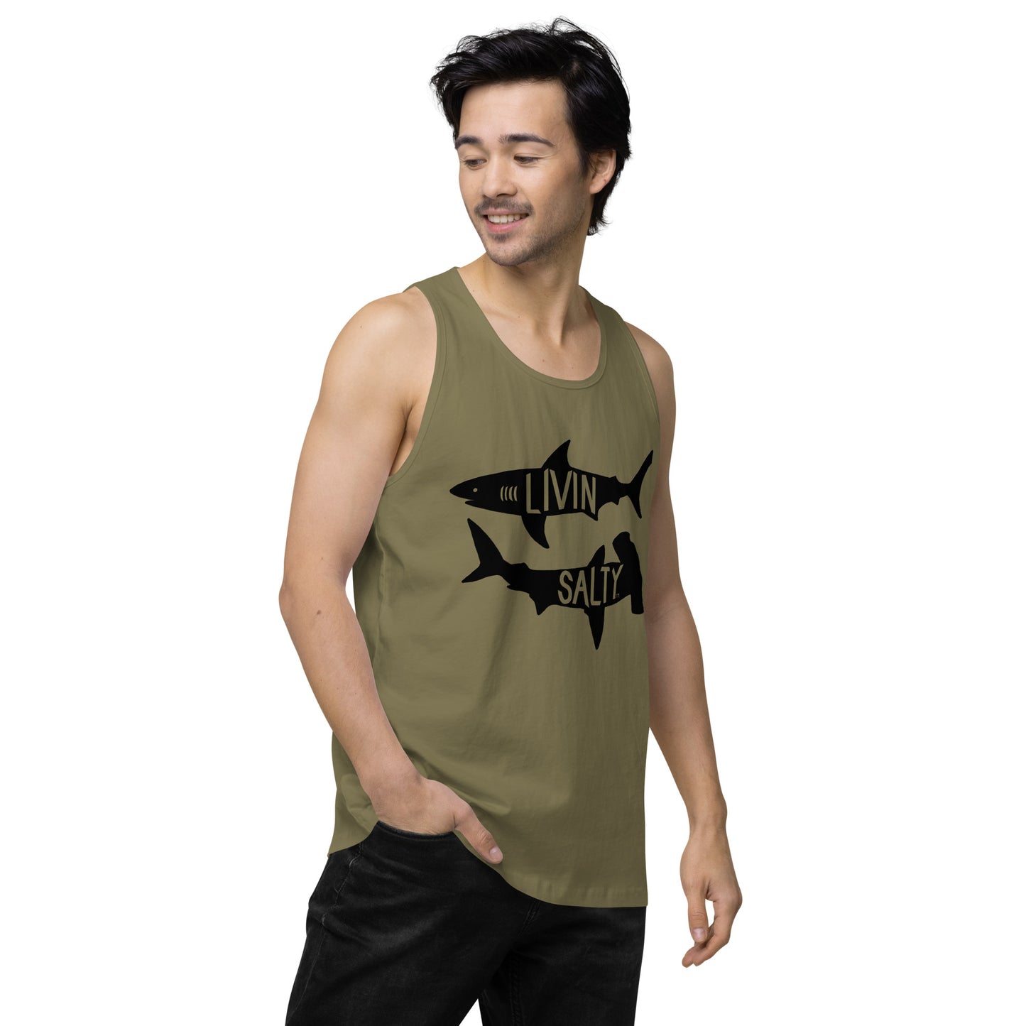 Men’s LIVIN SALTY black shark tank top