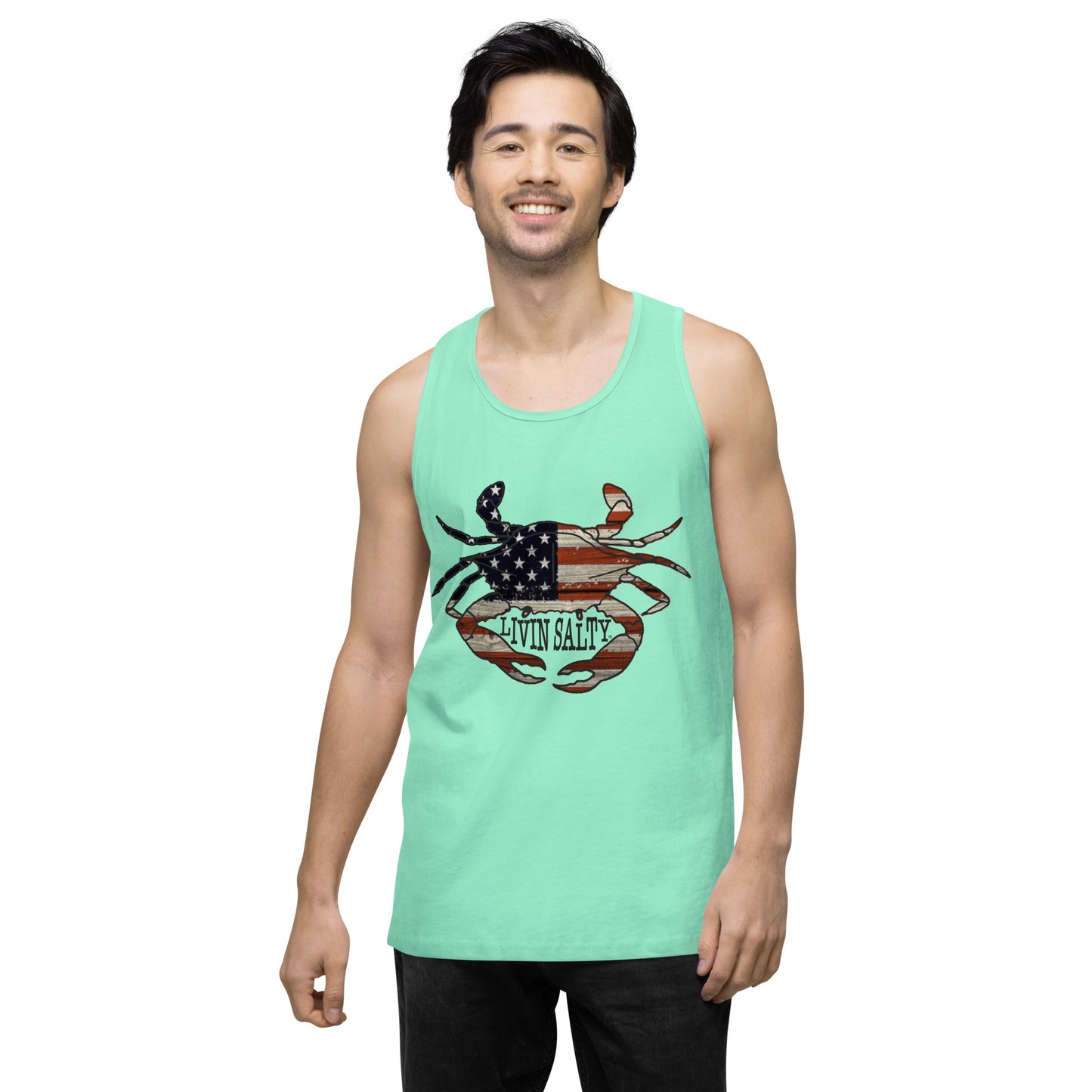 Men’s LIVIN SALTY with crab tank top