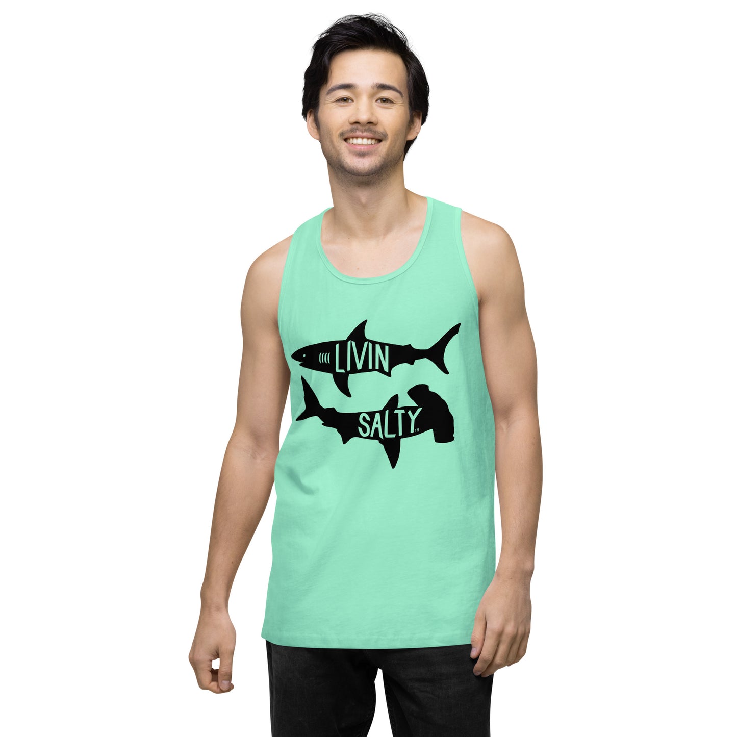 Men’s LIVIN SALTY black shark tank top