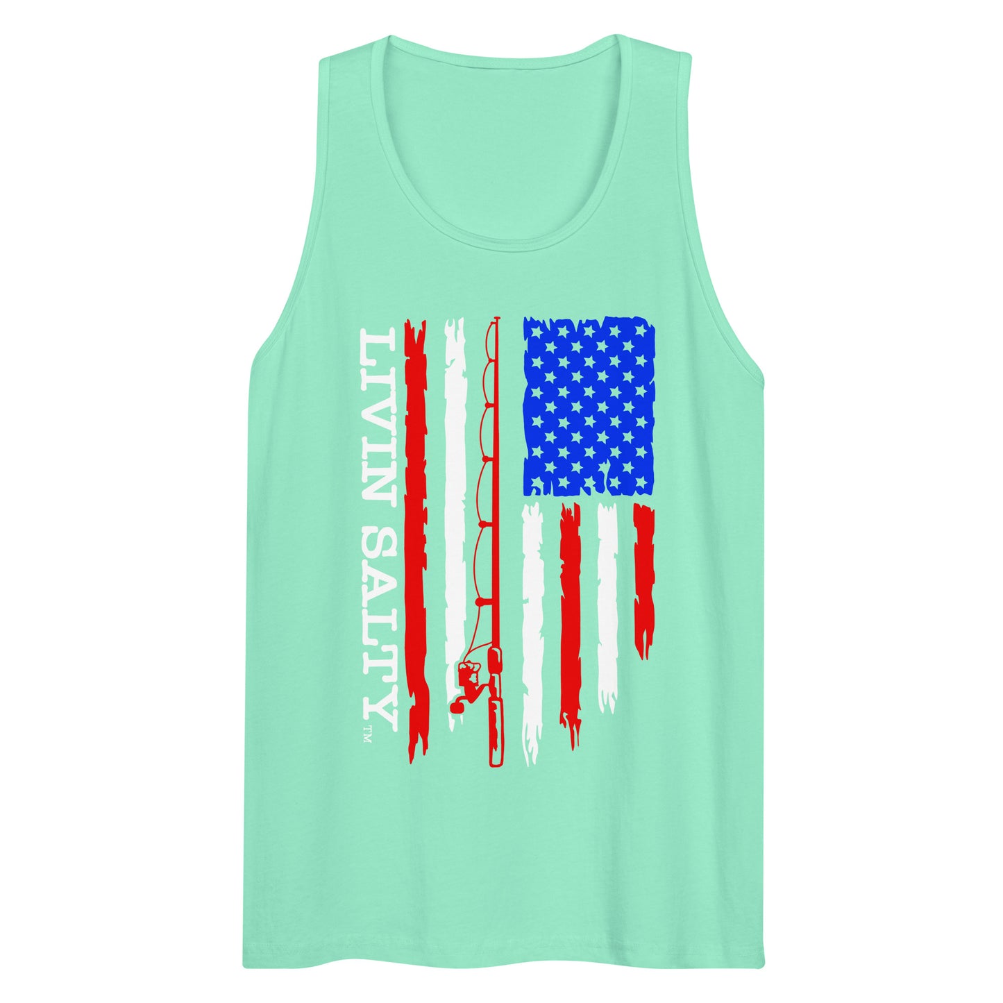 Men’s LIVIN SALTY RWB flag tank top