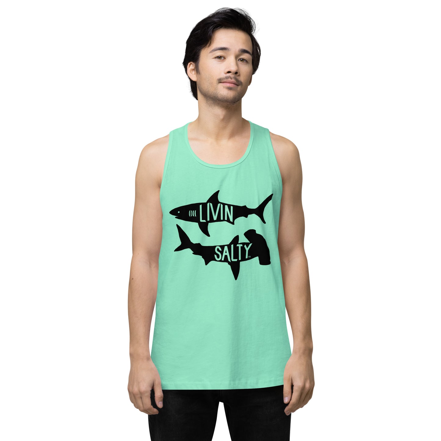 Men’s LIVIN SALTY black shark tank top