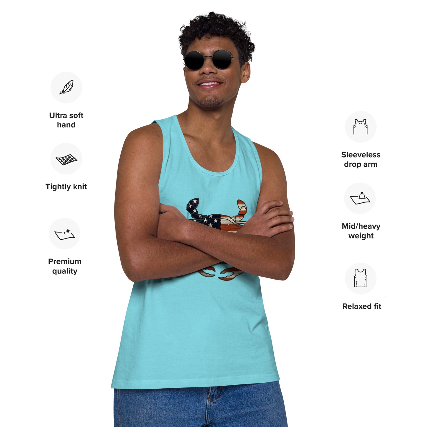 Men’s LIVIN SALTY with crab tank top