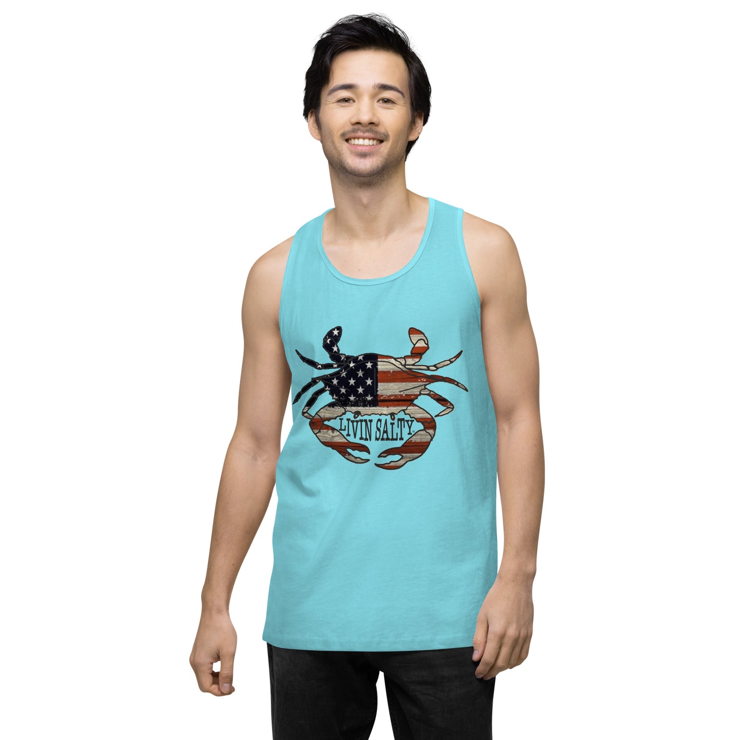 Men’s LIVIN SALTY with crab tank top