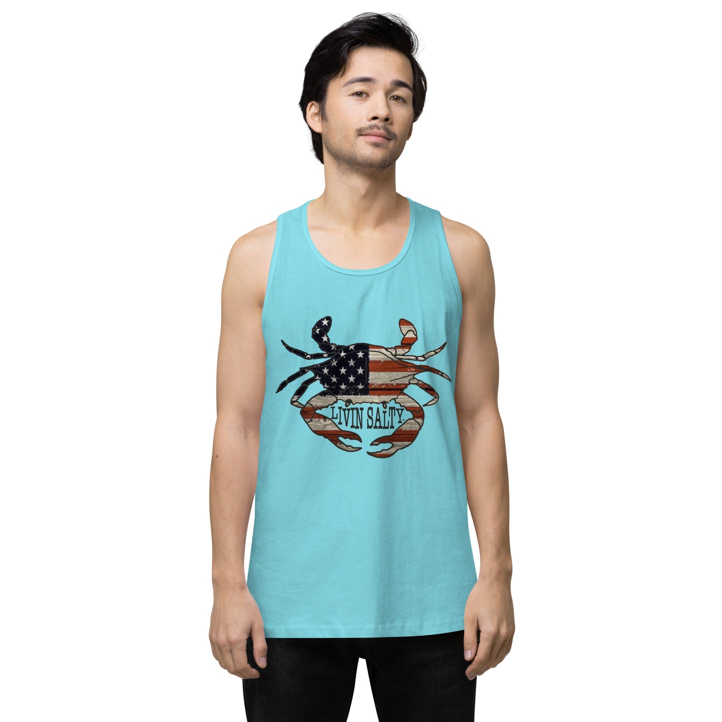Men’s LIVIN SALTY with crab tank top