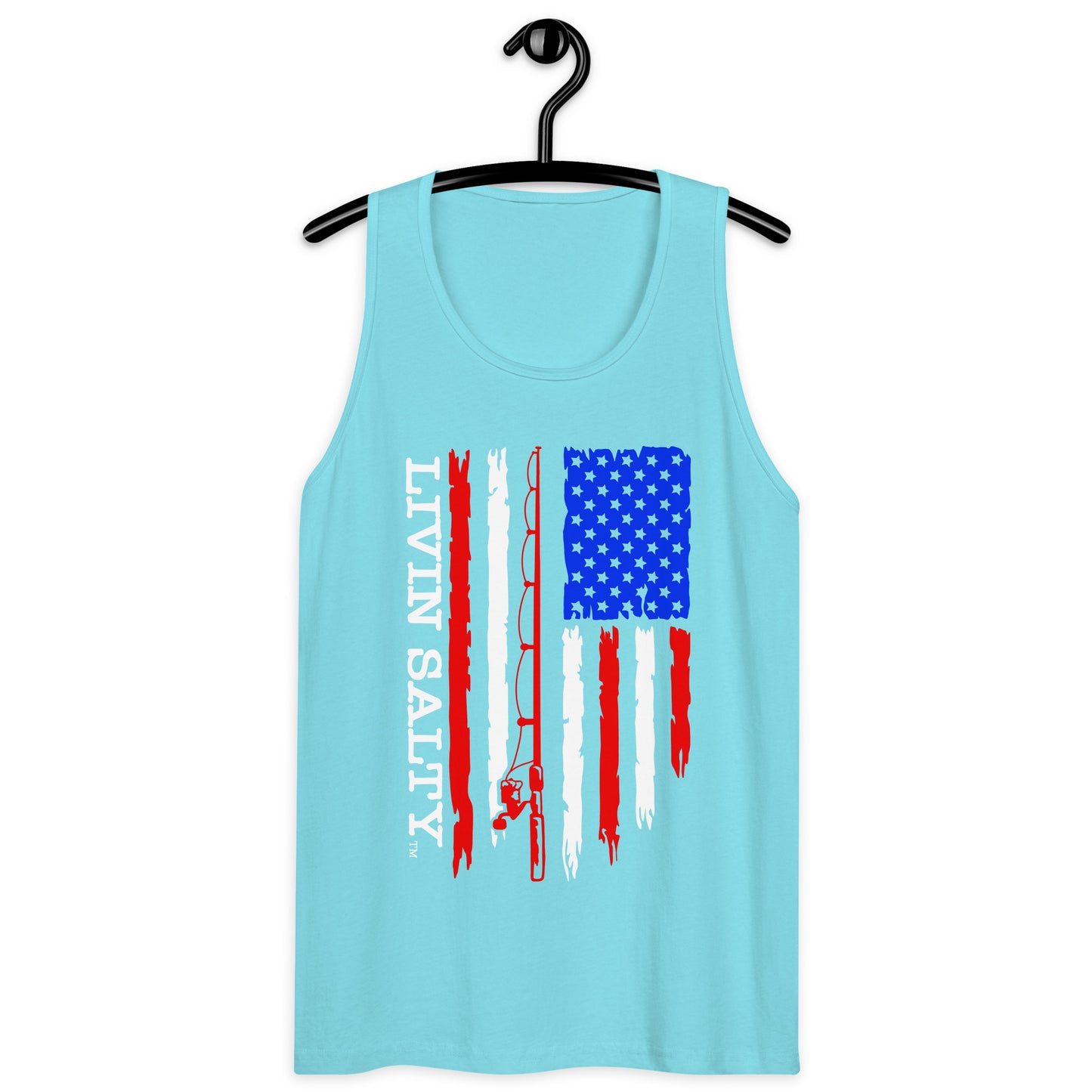 Men’s LIVIN SALTY RWB flag tank top