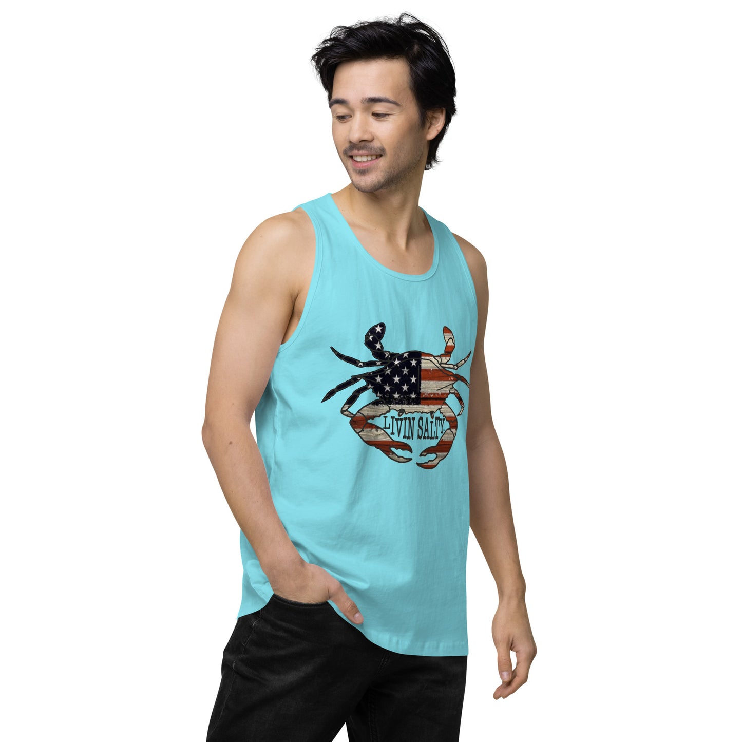 Men’s LIVIN SALTY with crab tank top