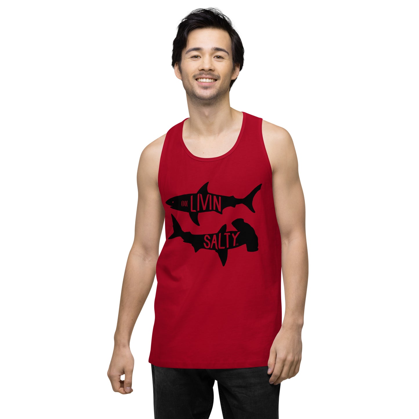 Men’s LIVIN SALTY black shark tank top