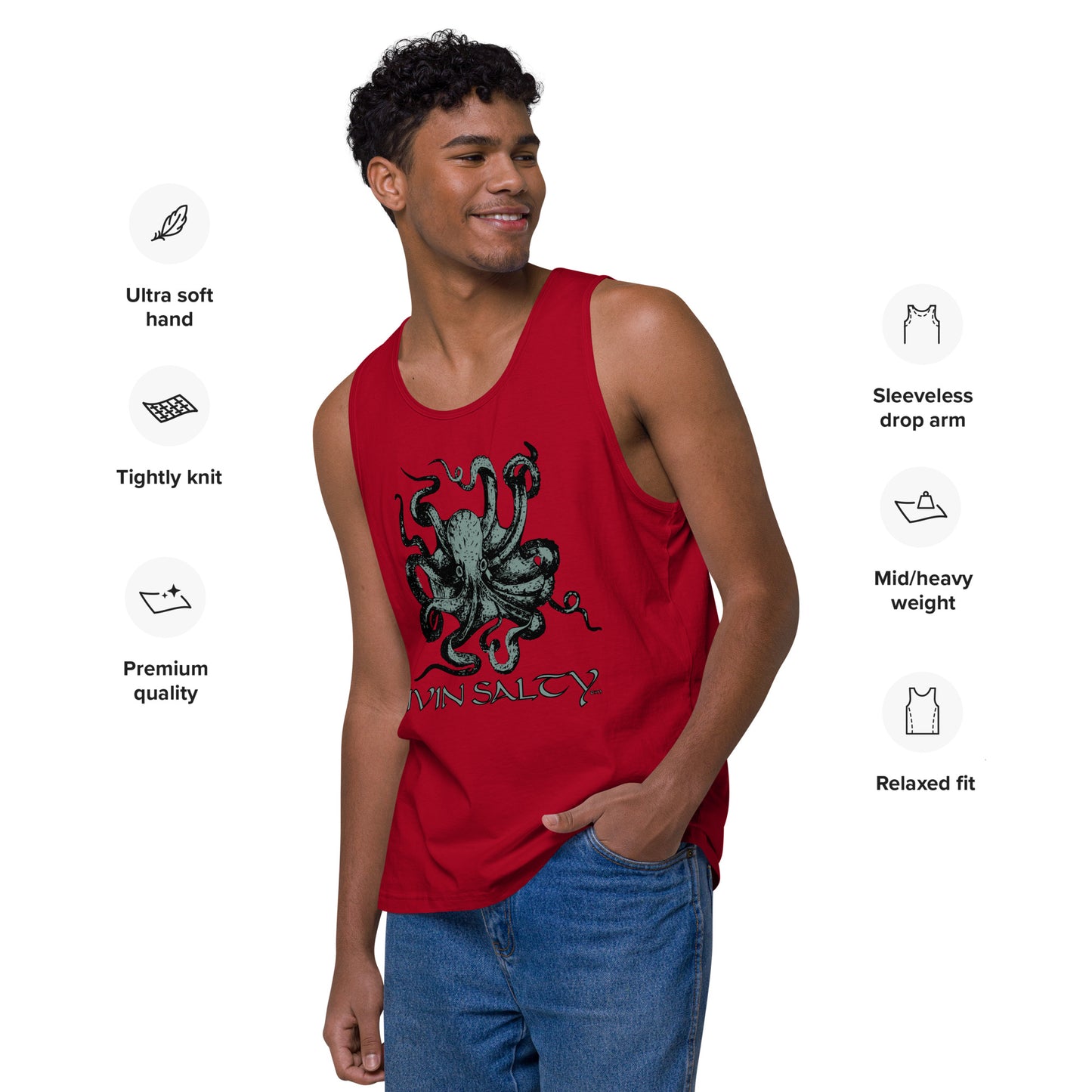 Men’s LIVIN SALTY Octopus tank top