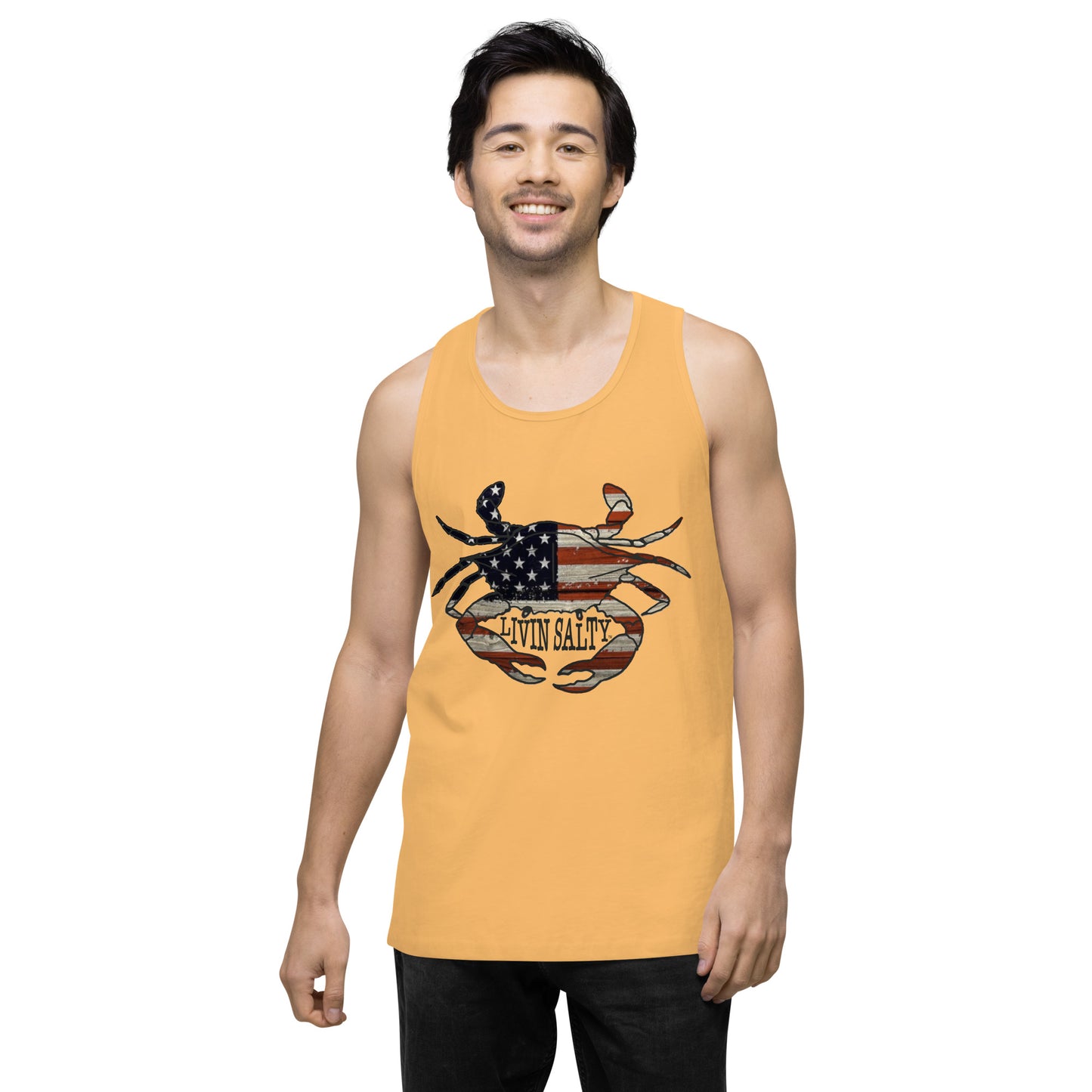Men’s LIVIN SALTY with crab tank top