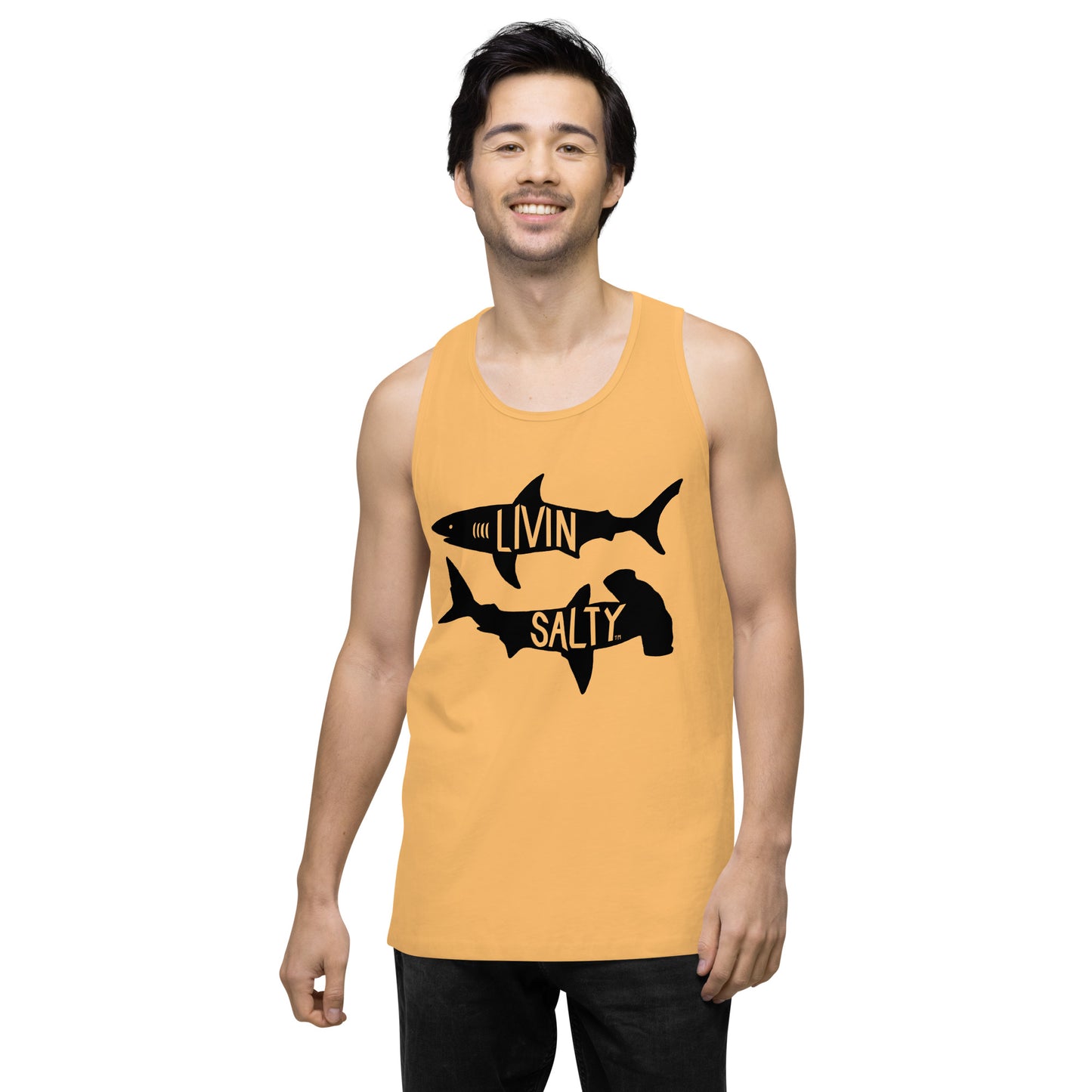 Men’s LIVIN SALTY black shark tank top