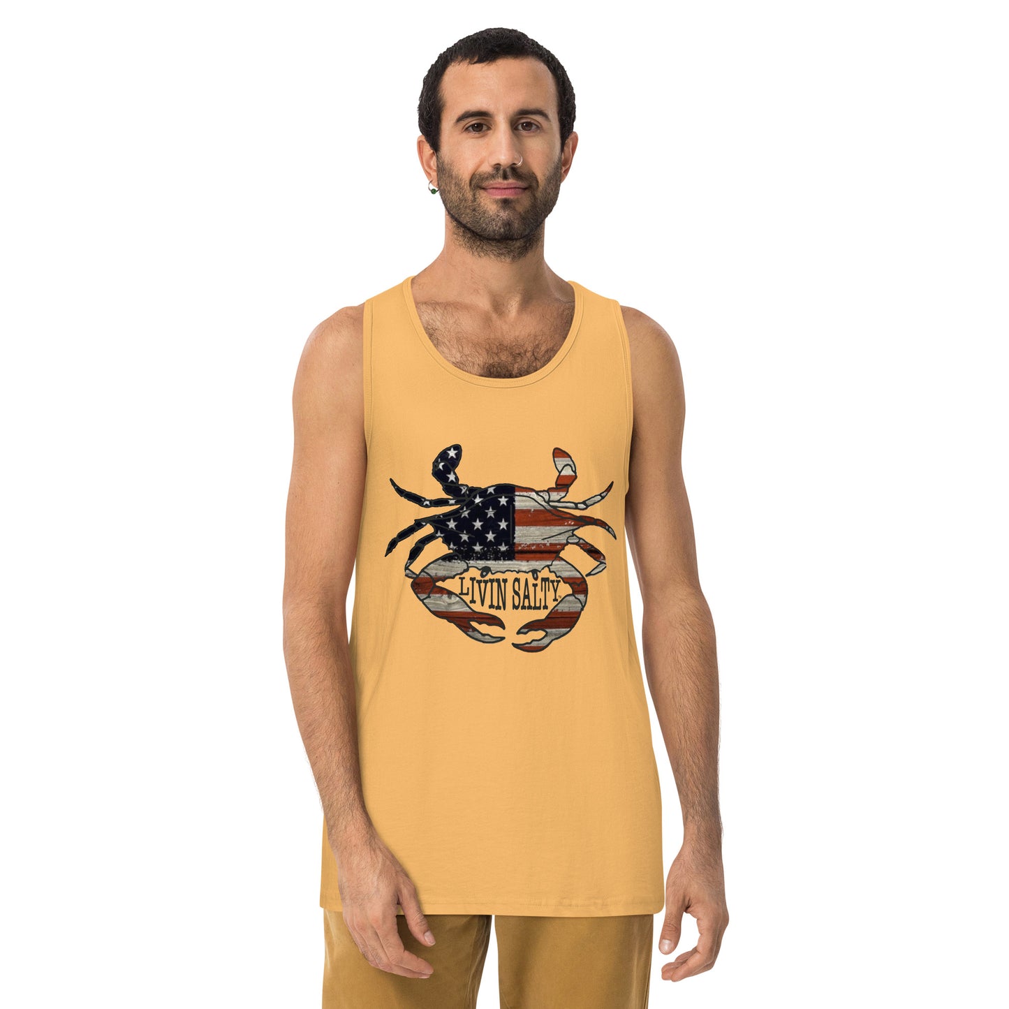 Men’s LIVIN SALTY with crab tank top