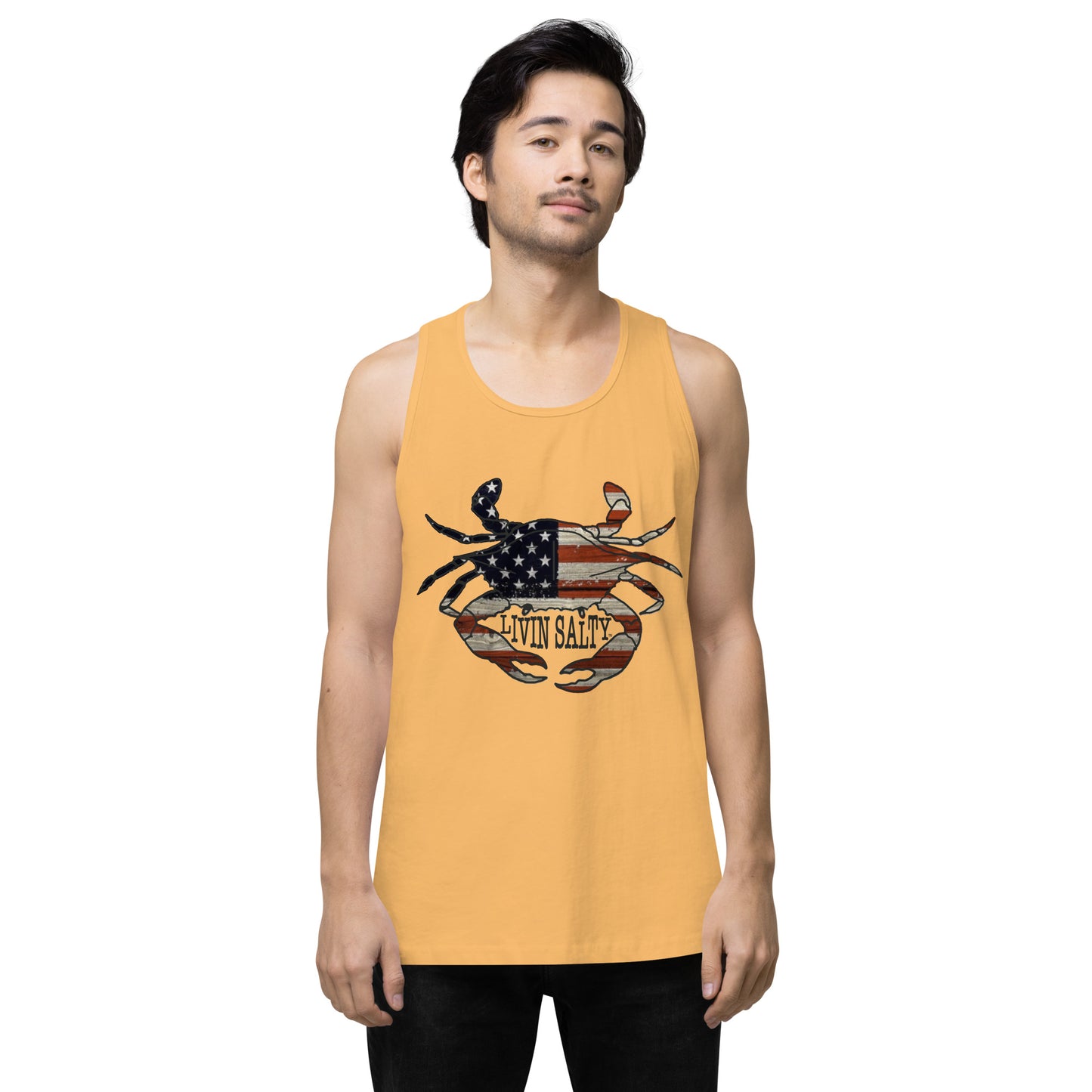 Men’s LIVIN SALTY with crab tank top