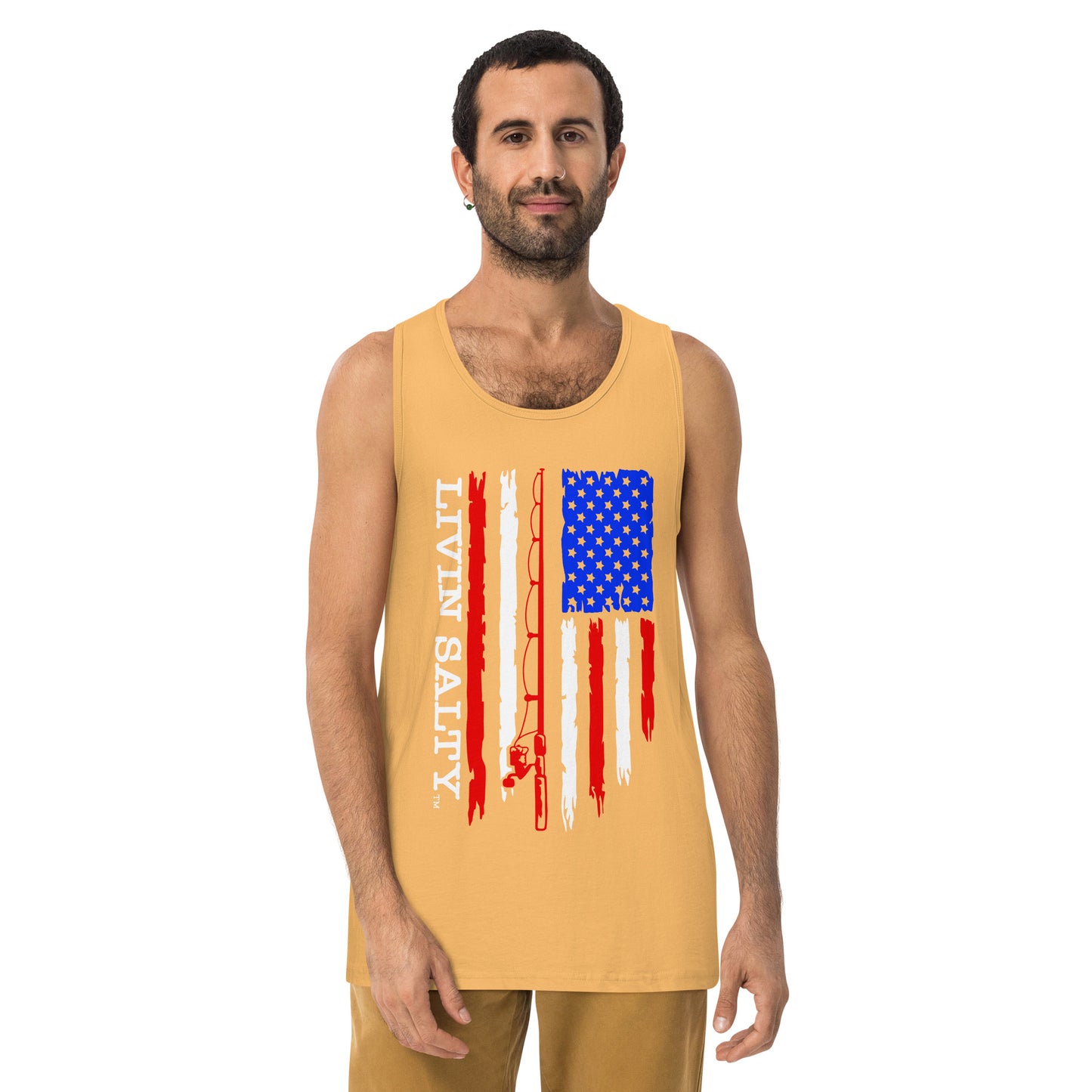 Men’s LIVIN SALTY RWB flag tank top
