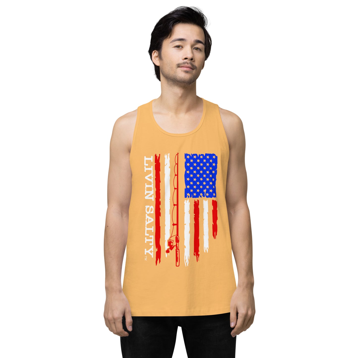 Men’s LIVIN SALTY RWB flag tank top