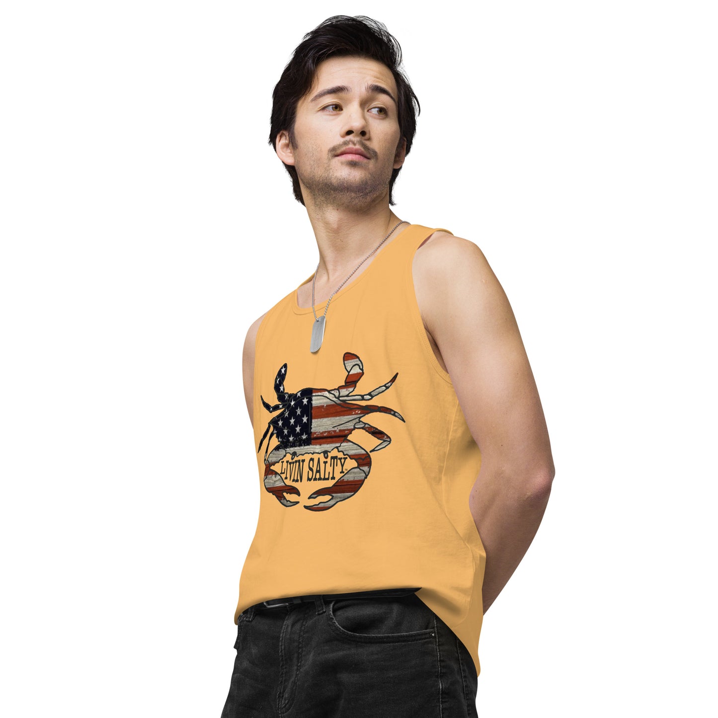 Men’s LIVIN SALTY with crab tank top