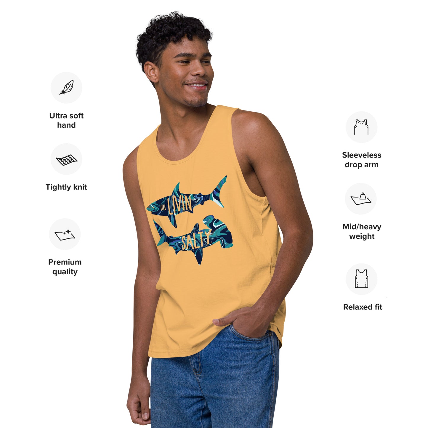 Men’s LIVIN SALTY shark tank top