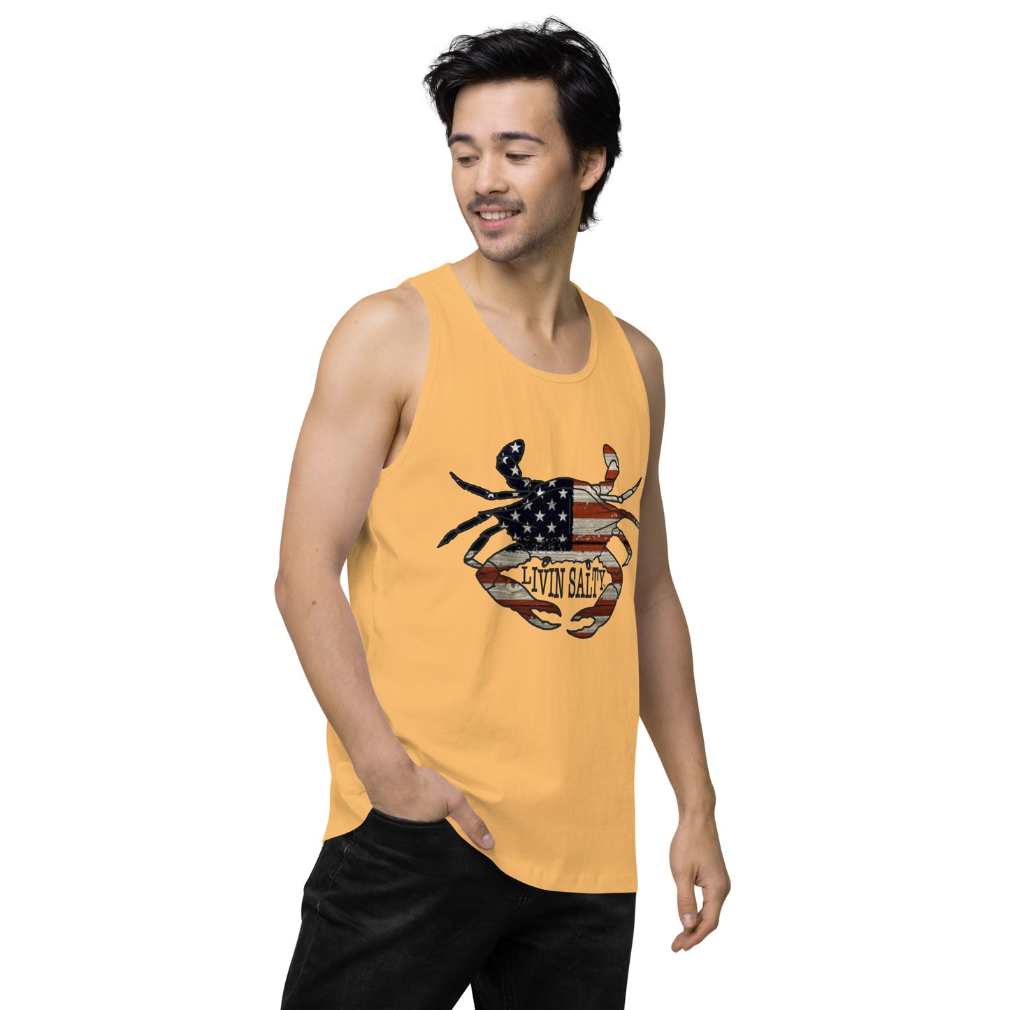 Men’s LIVIN SALTY with crab tank top
